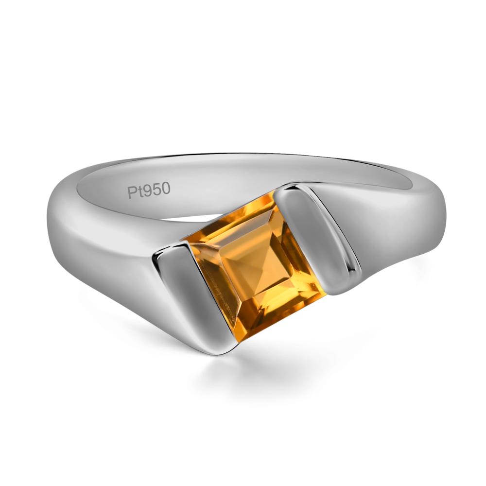 Simple Citrine Bypass Ring - LUO Jewelry #metal_platinum