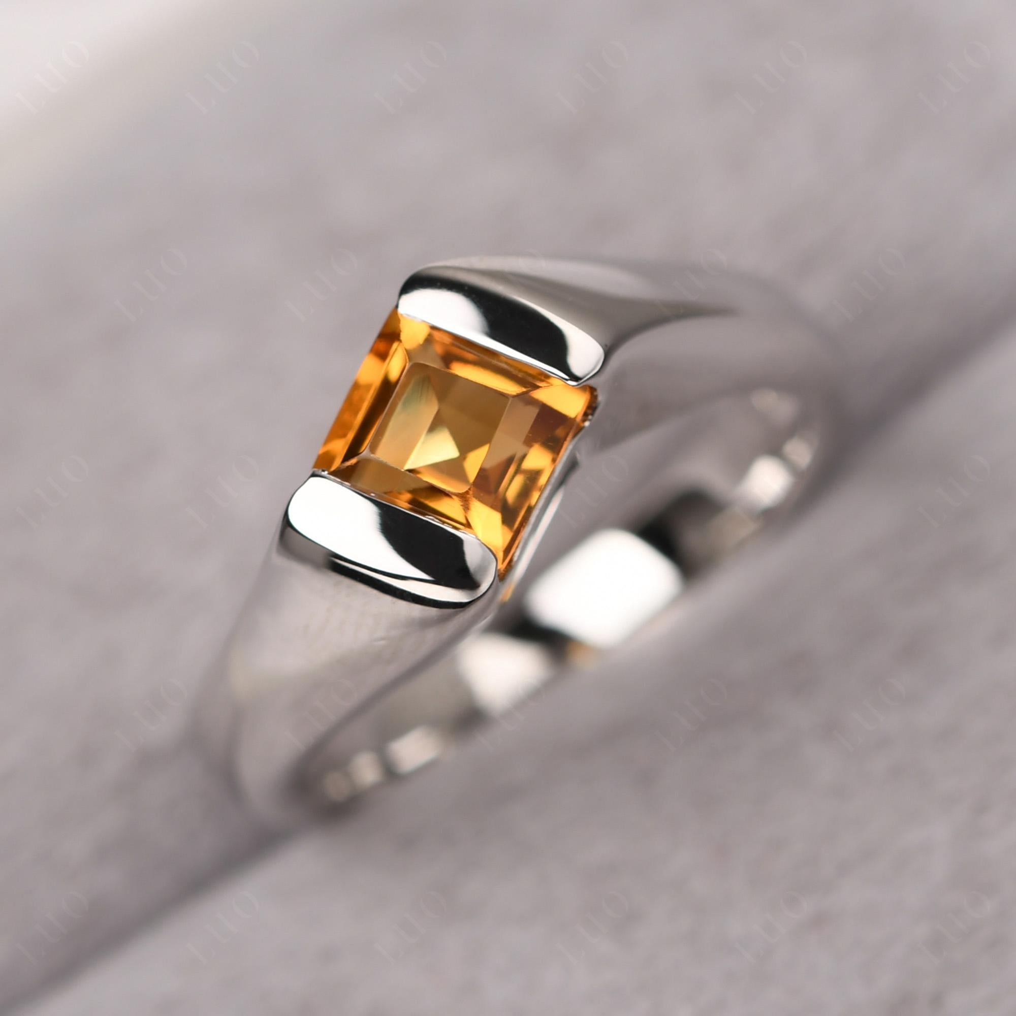 Simple Citrine Bypass Ring - LUO Jewelry