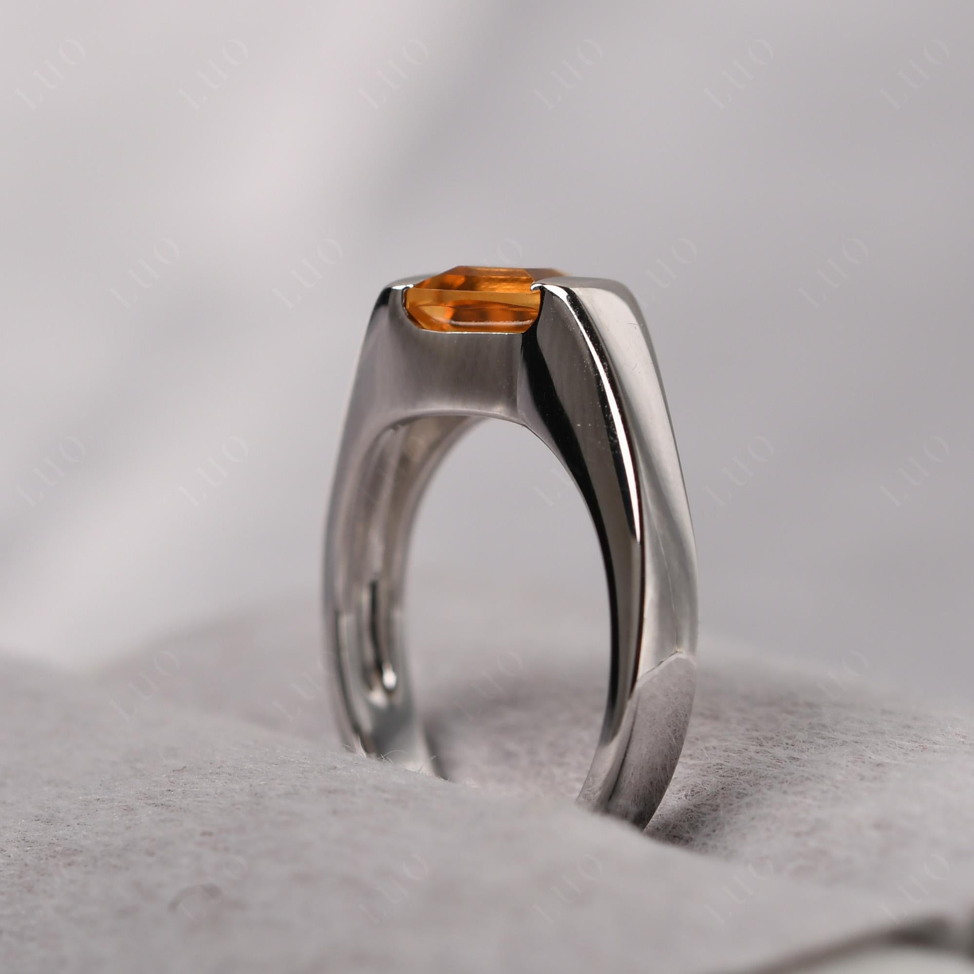 Simple Citrine Bypass Ring - LUO Jewelry