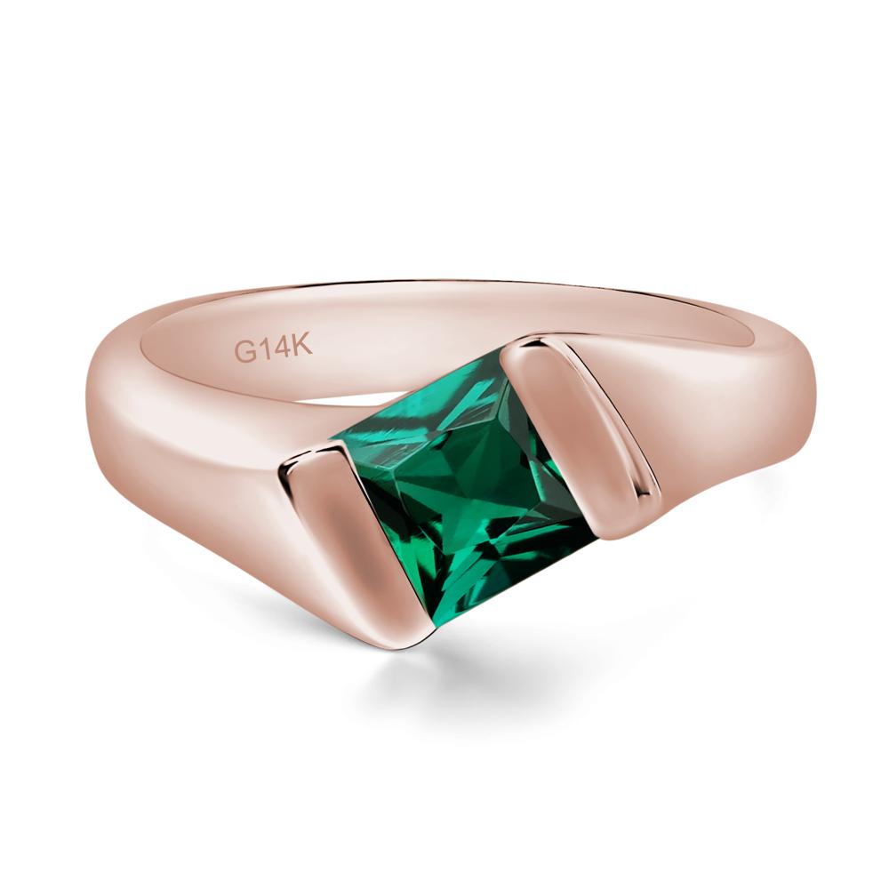 Simple Lab Created Emerald Bypass Ring - LUO Jewelry #metal_14k rose gold