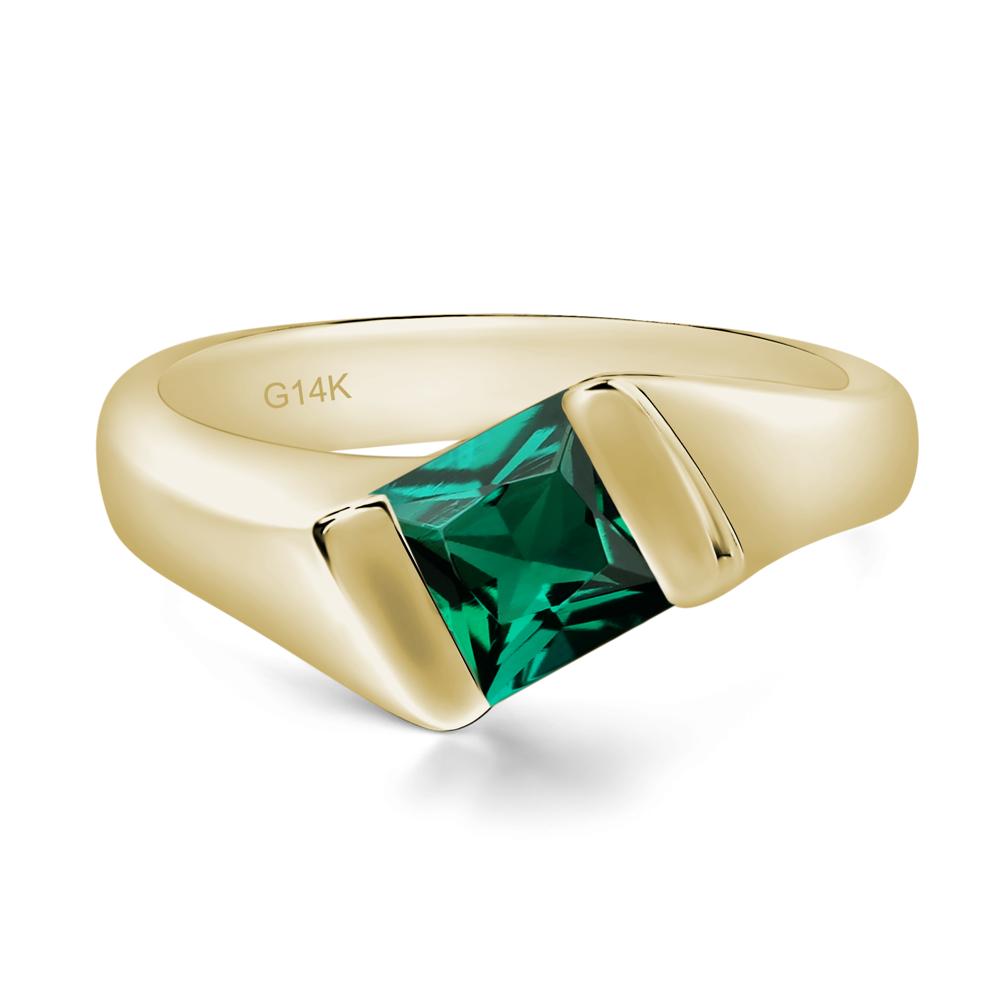 Simple Lab Created Emerald Bypass Ring - LUO Jewelry #metal_14k yellow gold