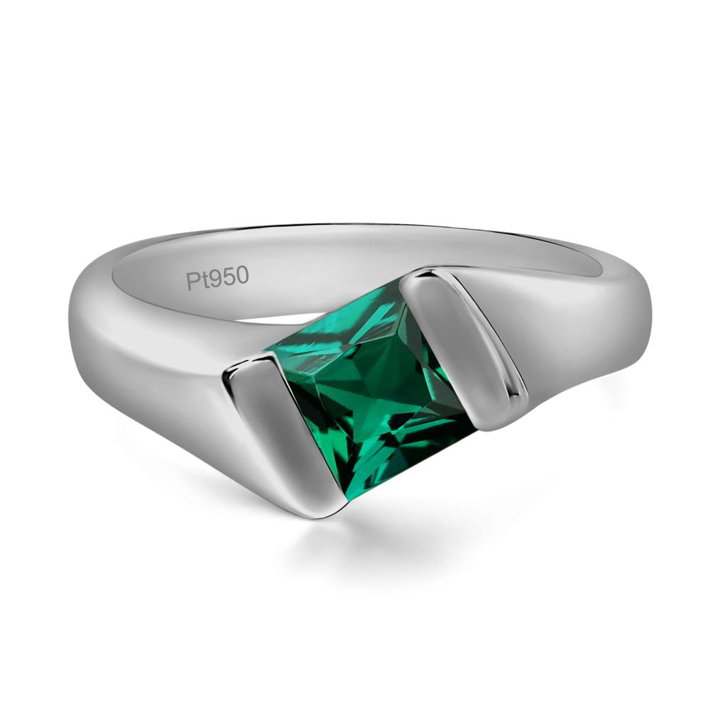 Simple Lab Created Emerald Bypass Ring - LUO Jewelry #metal_platinum