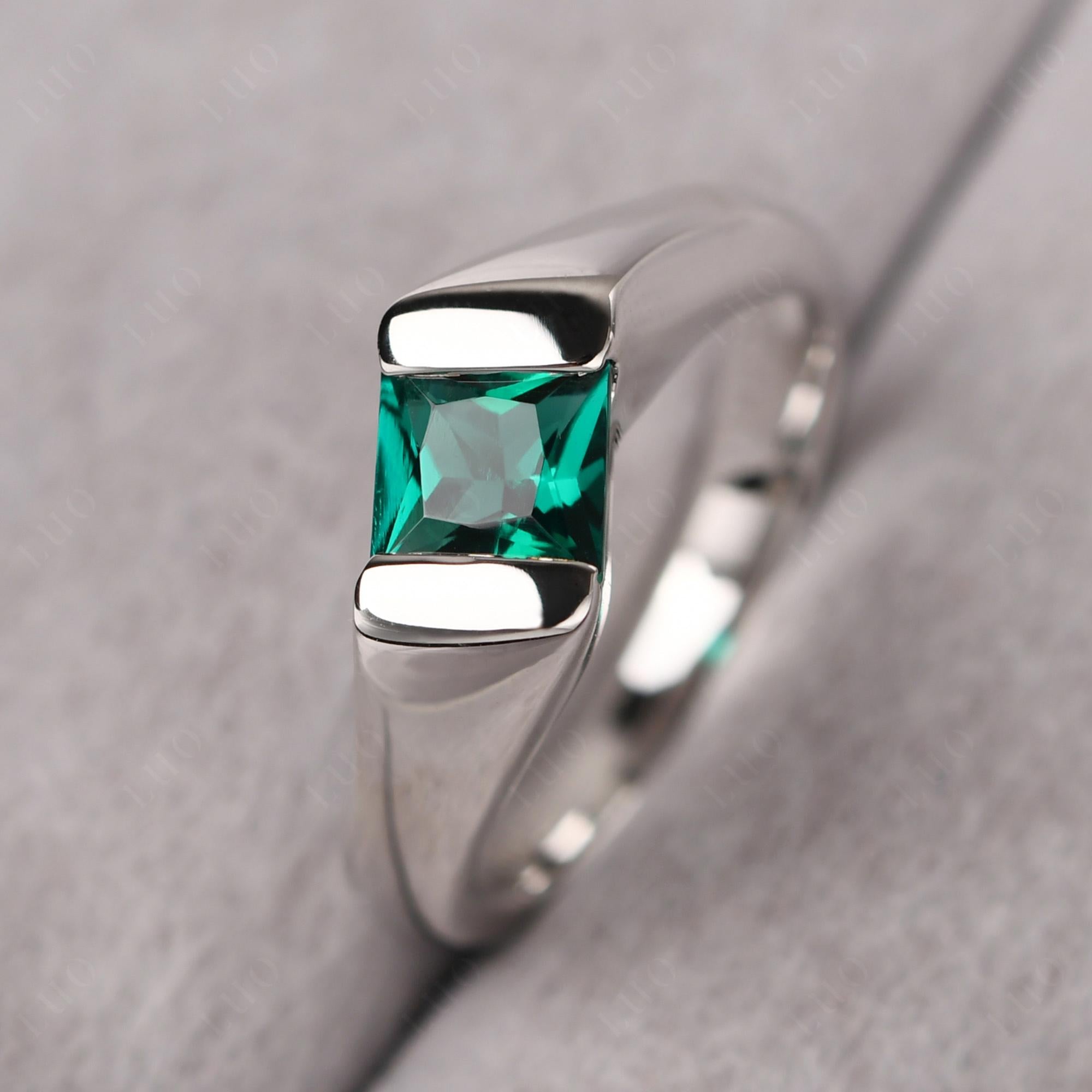 Simple Lab Created Emerald Bypass Ring - LUO Jewelry