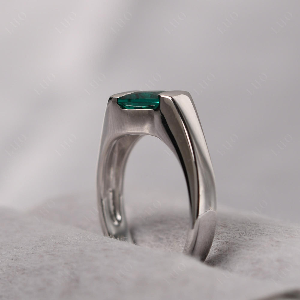 Mens Emerald Ring Sterling Silver - LUO Jewelry