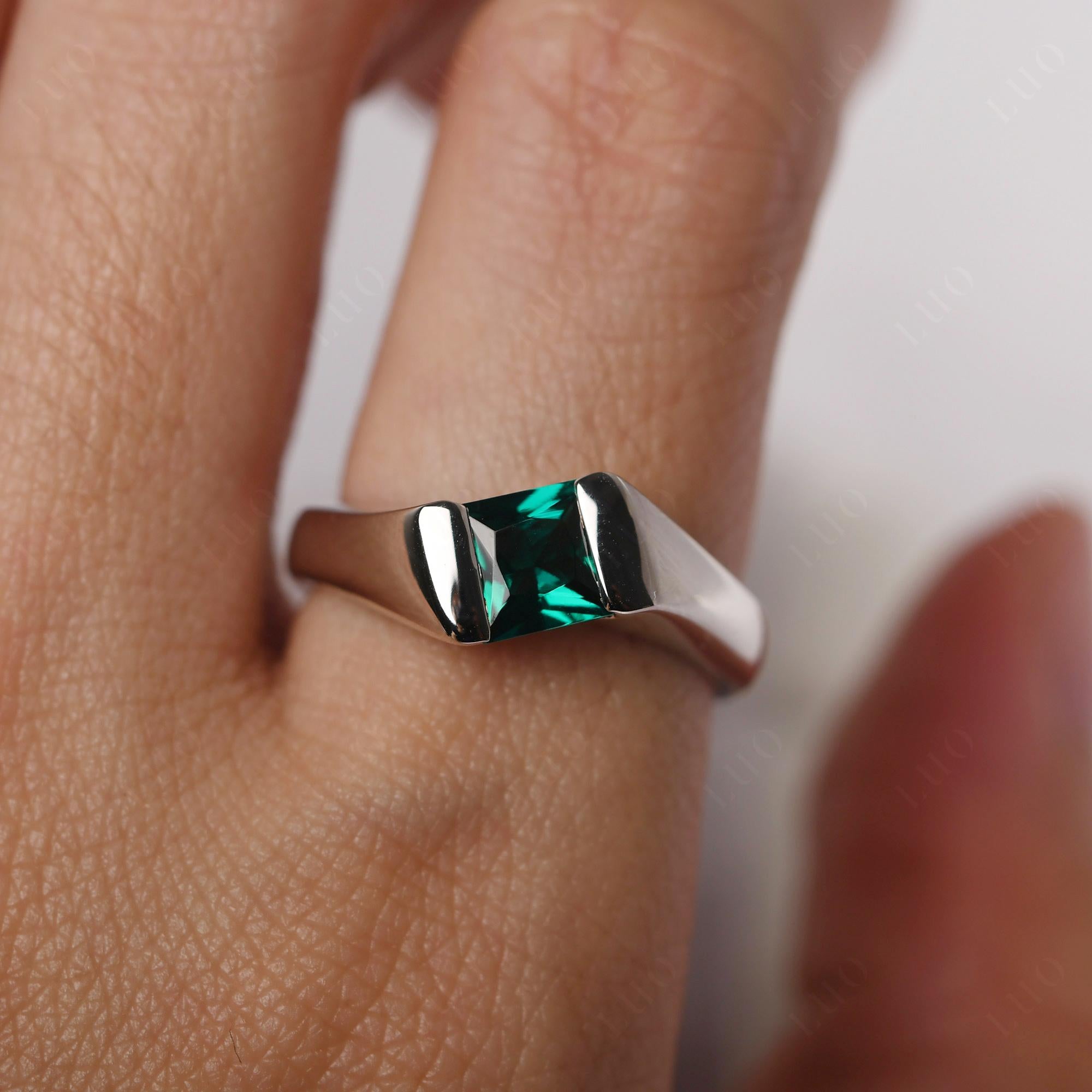 Simple Lab Created Emerald Bypass Ring - LUO Jewelry