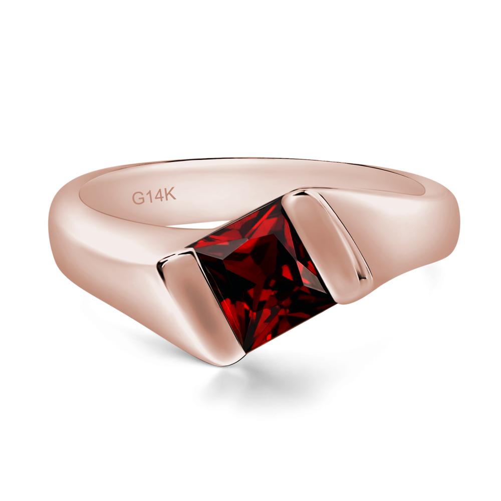 Simple Garnet Bypass Ring - LUO Jewelry #metal_14k rose gold