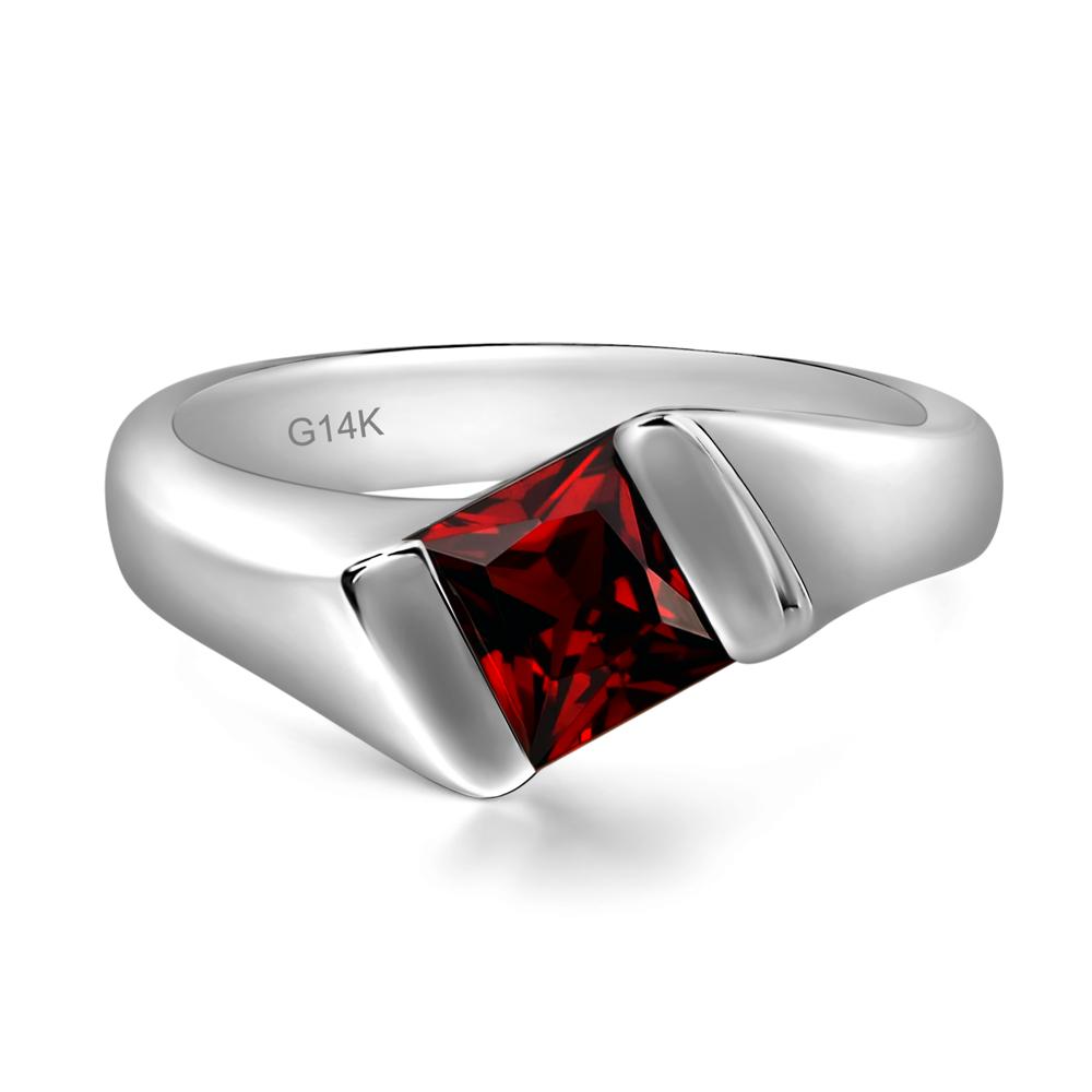 Simple Garnet Bypass Ring - LUO Jewelry #metal_14k white gold