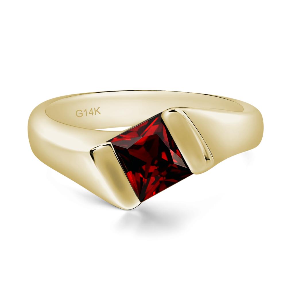 Simple Garnet Bypass Ring - LUO Jewelry #metal_14k yellow gold