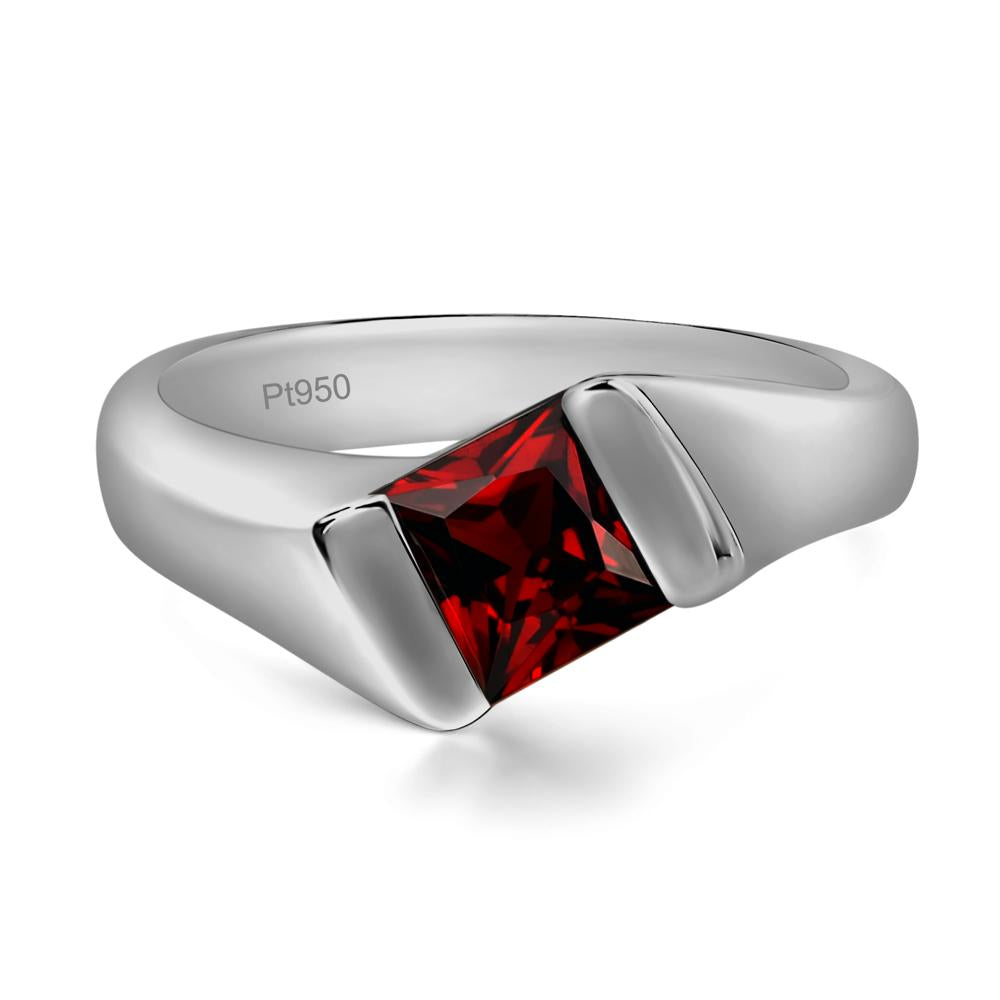 Simple Garnet Bypass Ring - LUO Jewelry #metal_platinum
