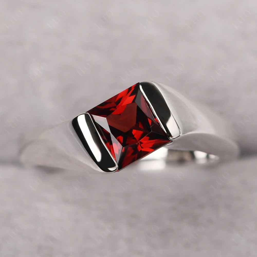 Mens Garnet Ring Sterling Silver - LUO Jewelry