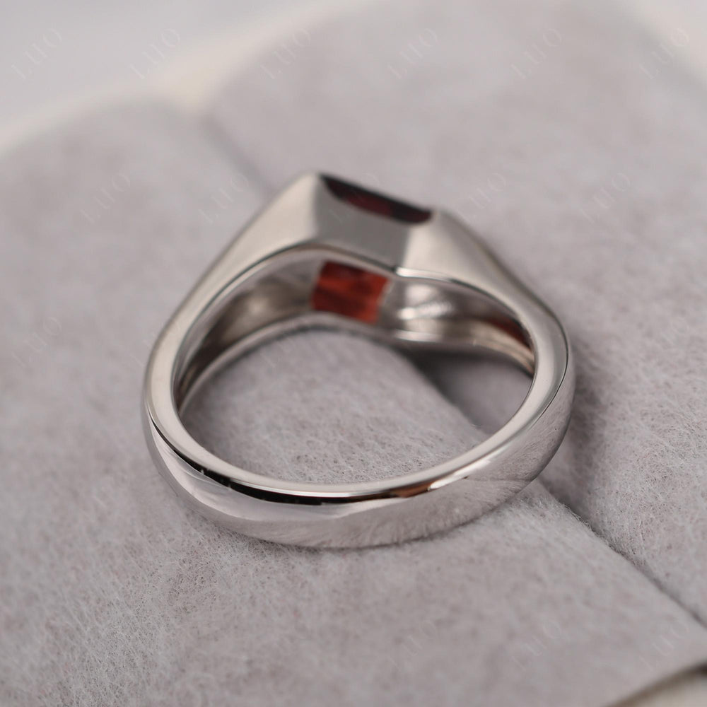 Mens Garnet Ring Sterling Silver - LUO Jewelry