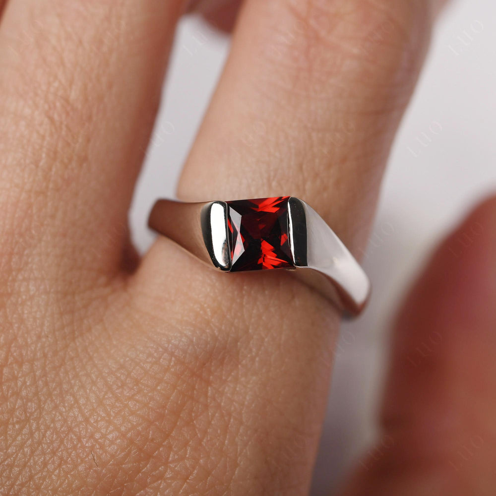 Mens Garnet Ring Sterling Silver - LUO Jewelry