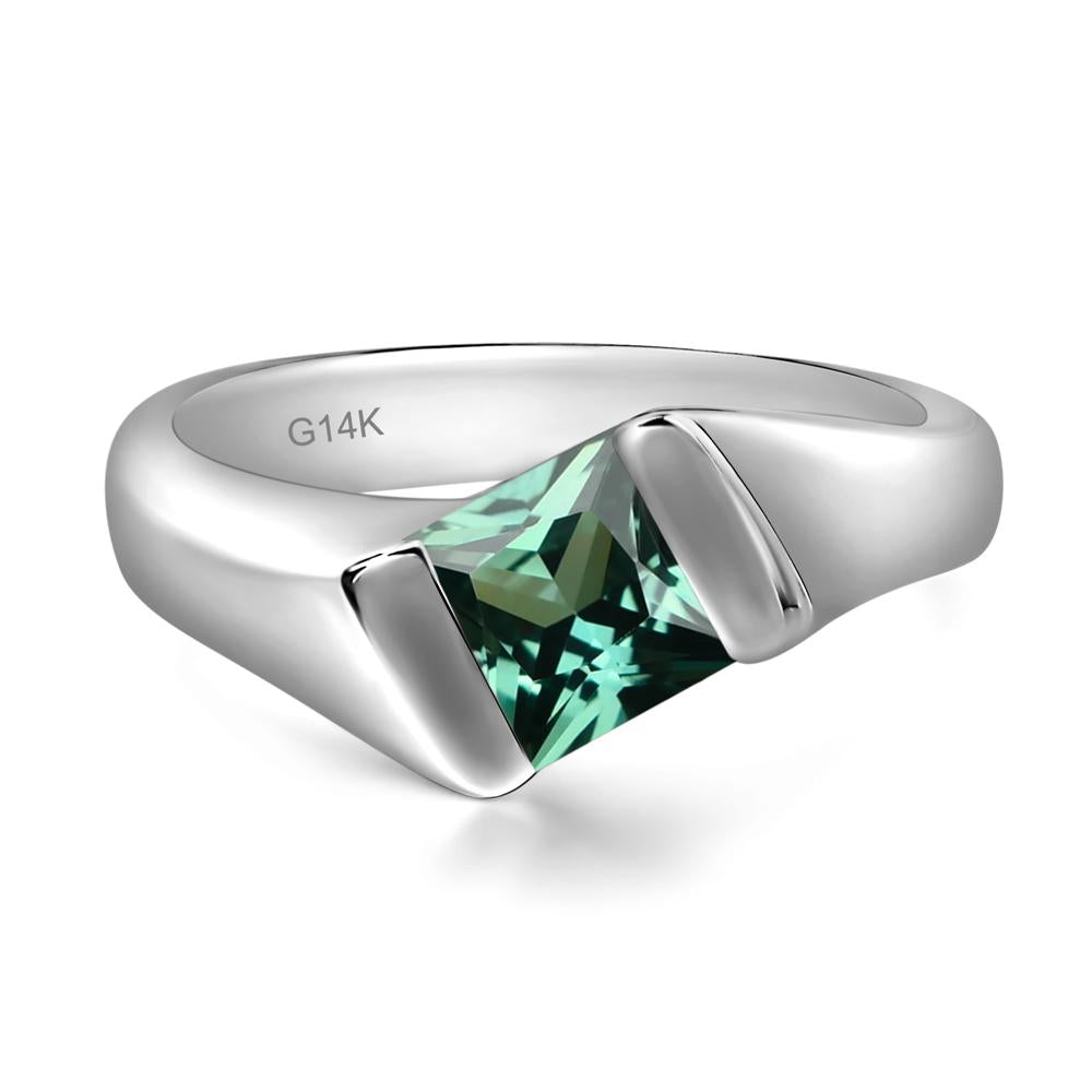 Simple Green Sapphire Bypass Ring - LUO Jewelry #metal_14k white gold