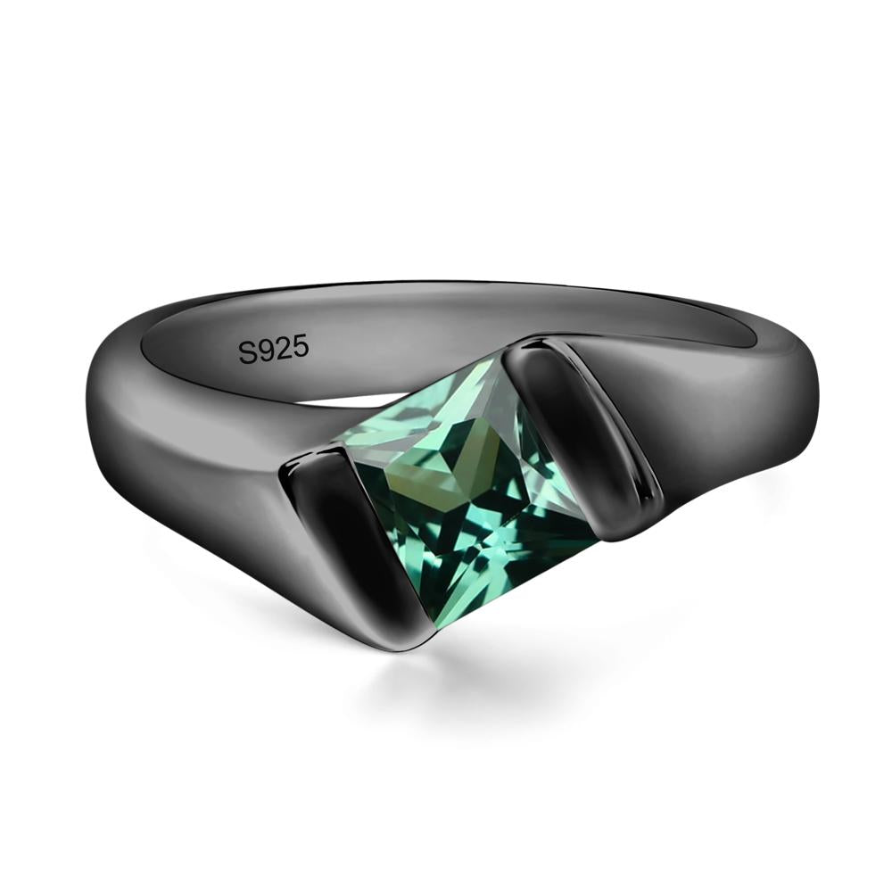 Simple Green Sapphire Bypass Ring - LUO Jewelry #metal_black finish sterling silver