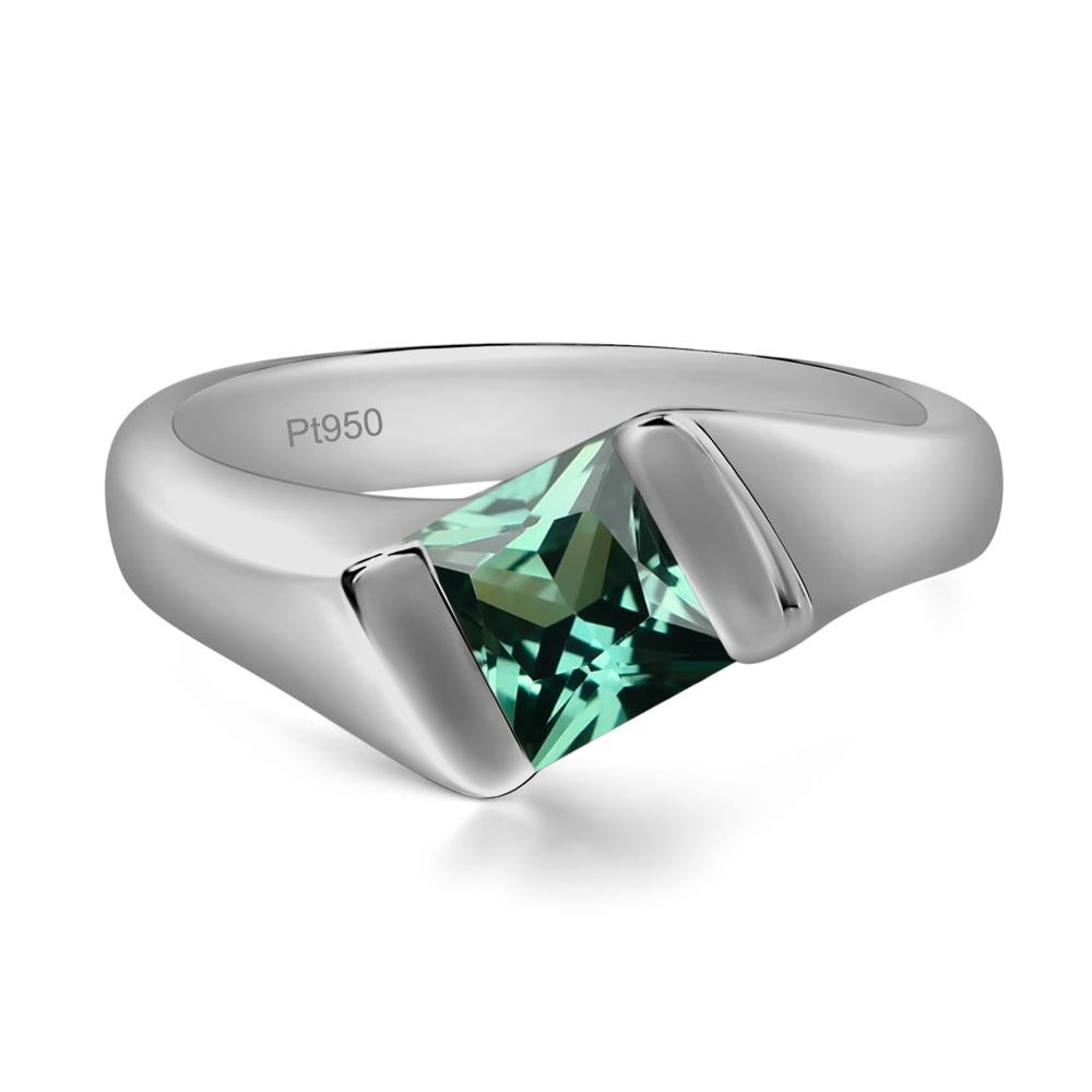 Simple Green Sapphire Bypass Ring - LUO Jewelry #metal_platinum