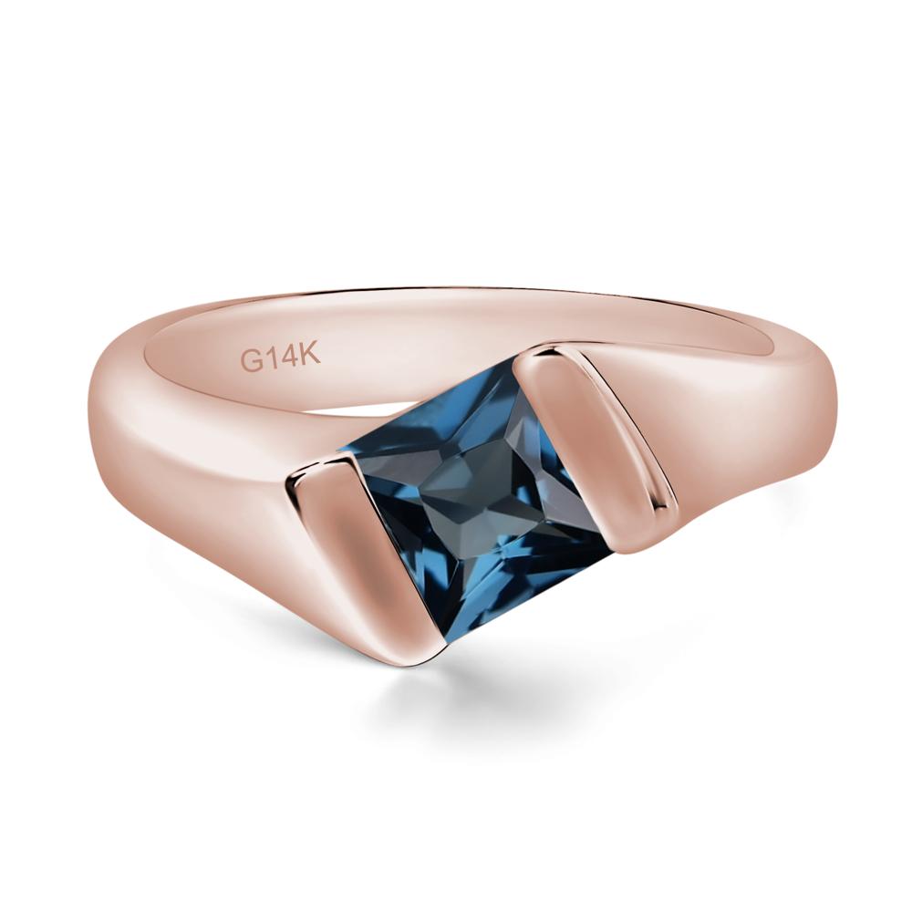 Simple London Blue Topaz Bypass Ring - LUO Jewelry #metal_14k rose gold