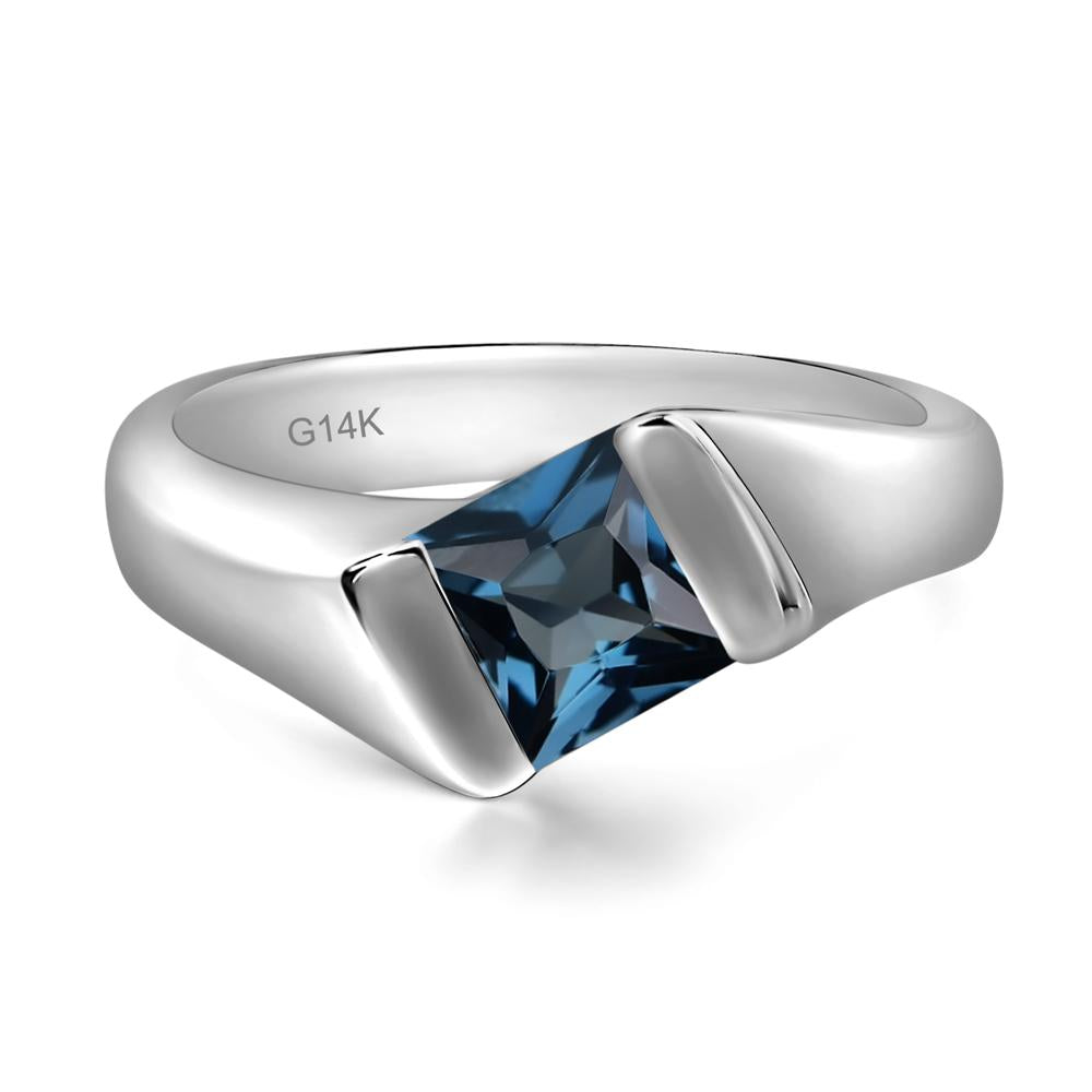 Simple London Blue Topaz Bypass Ring - LUO Jewelry #metal_14k white gold