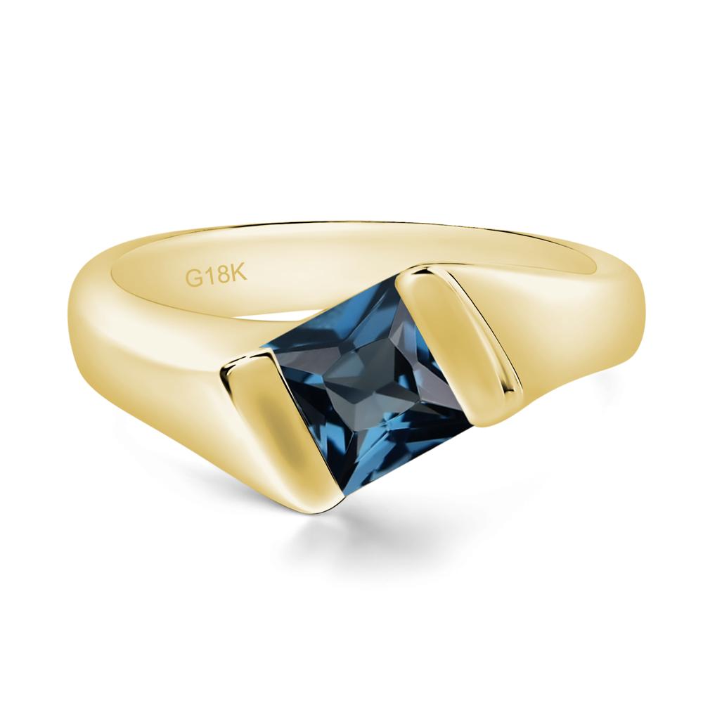 Simple London Blue Topaz Bypass Ring - LUO Jewelry #metal_18k yellow gold