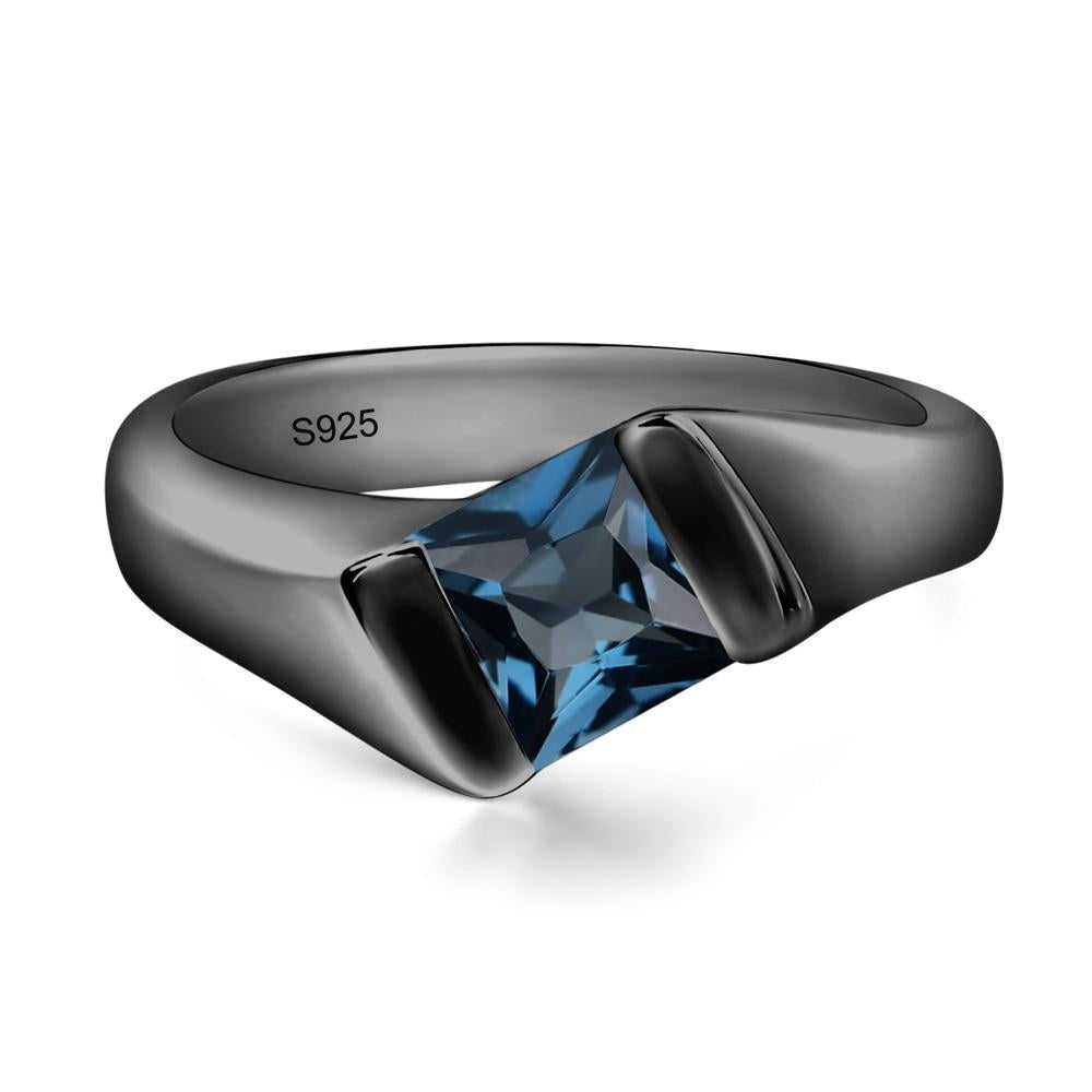 Simple London Blue Topaz Bypass Ring - LUO Jewelry #metal_black finish sterling silver