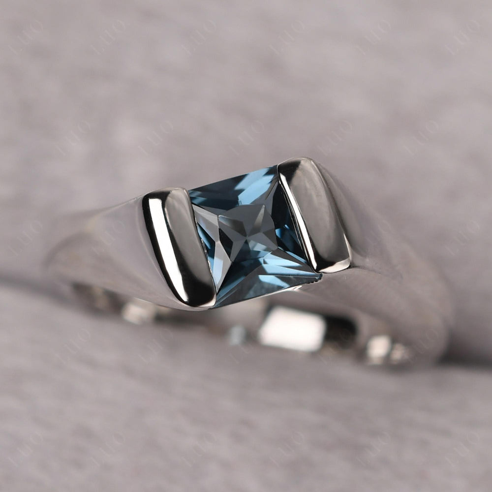 Mens London Blue Topaz Ring Sterling Silver - LUO Jewelry