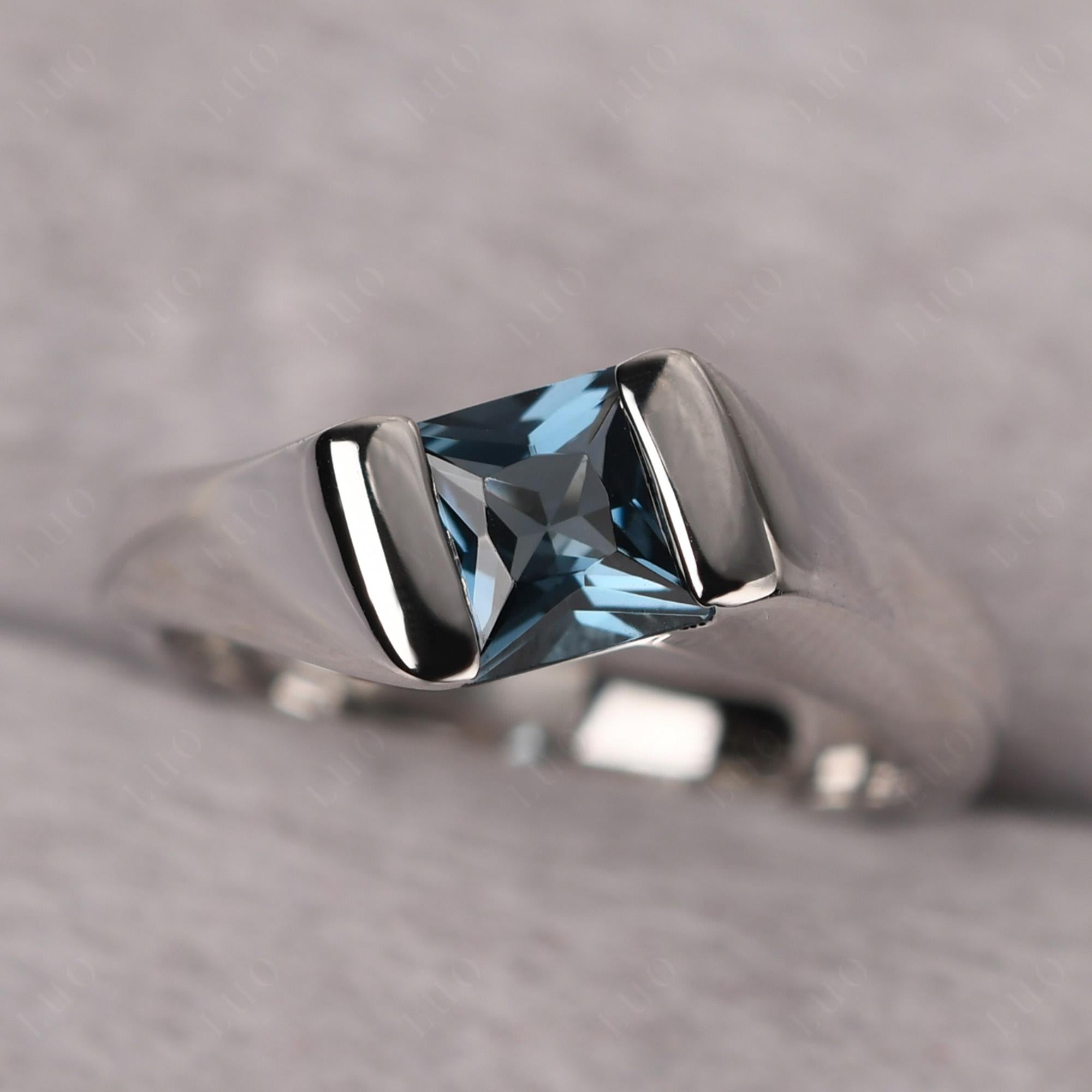 Simple London Blue Topaz Bypass Ring - LUO Jewelry