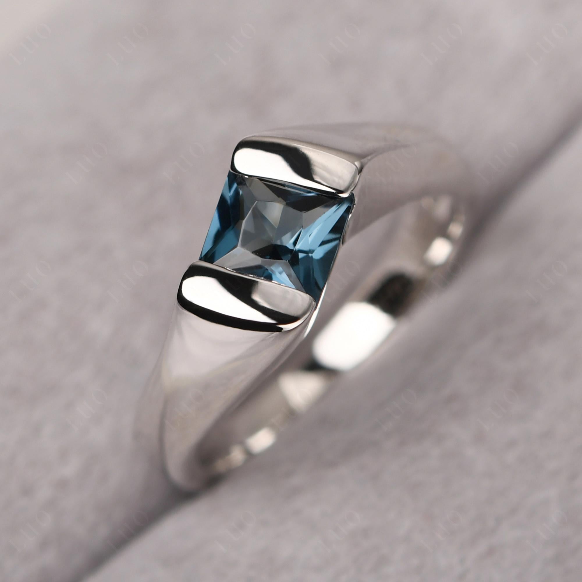 Simple London Blue Topaz Bypass Ring - LUO Jewelry