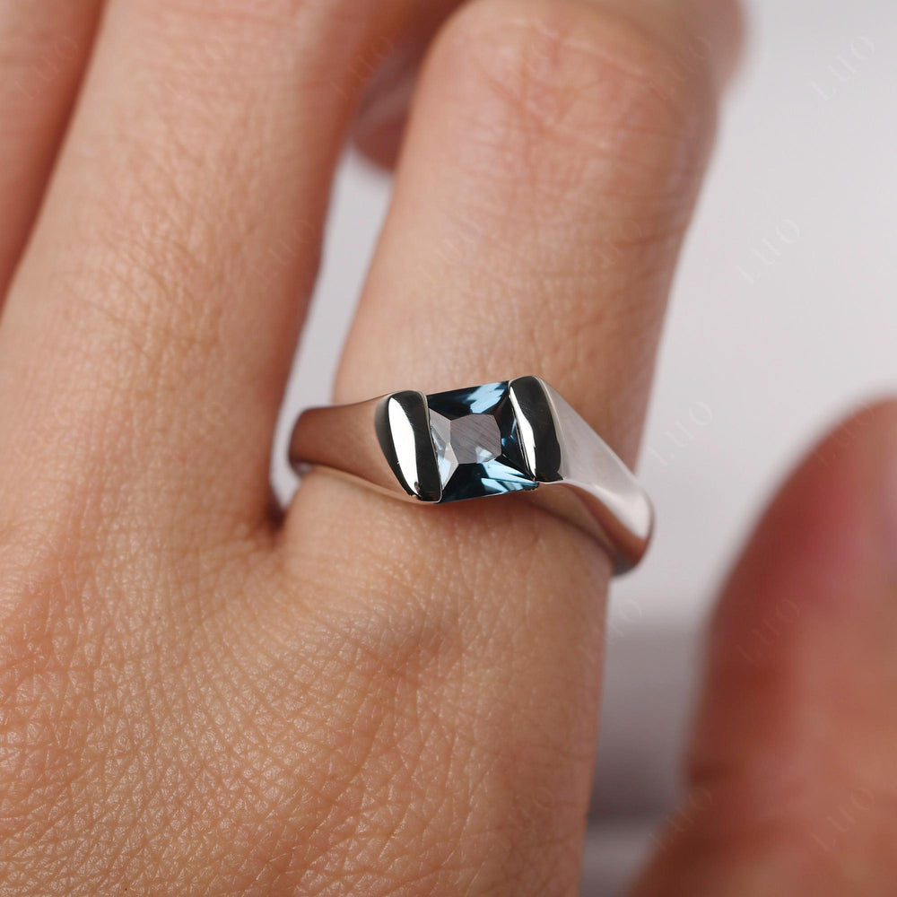 Mens London Blue Topaz Ring Sterling Silver - LUO Jewelry