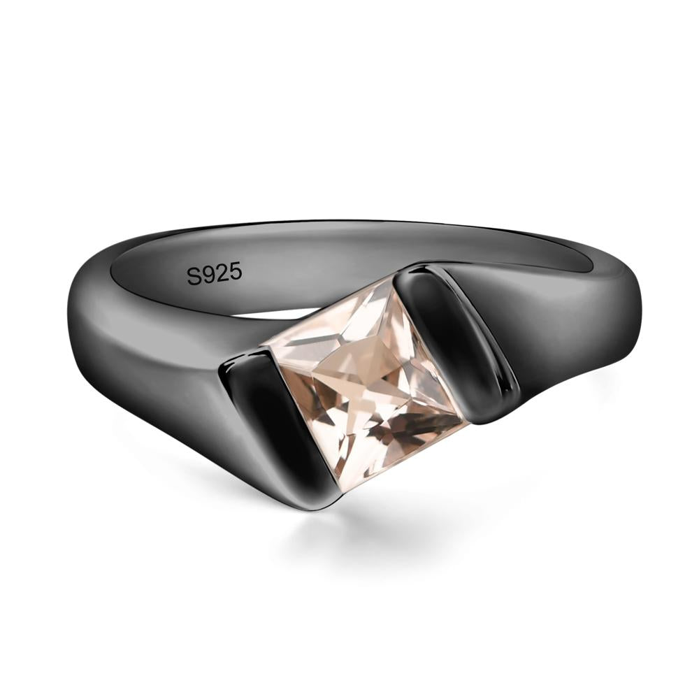 Simple Morganite Bypass Ring - LUO Jewelry #metal_black finish sterling silver
