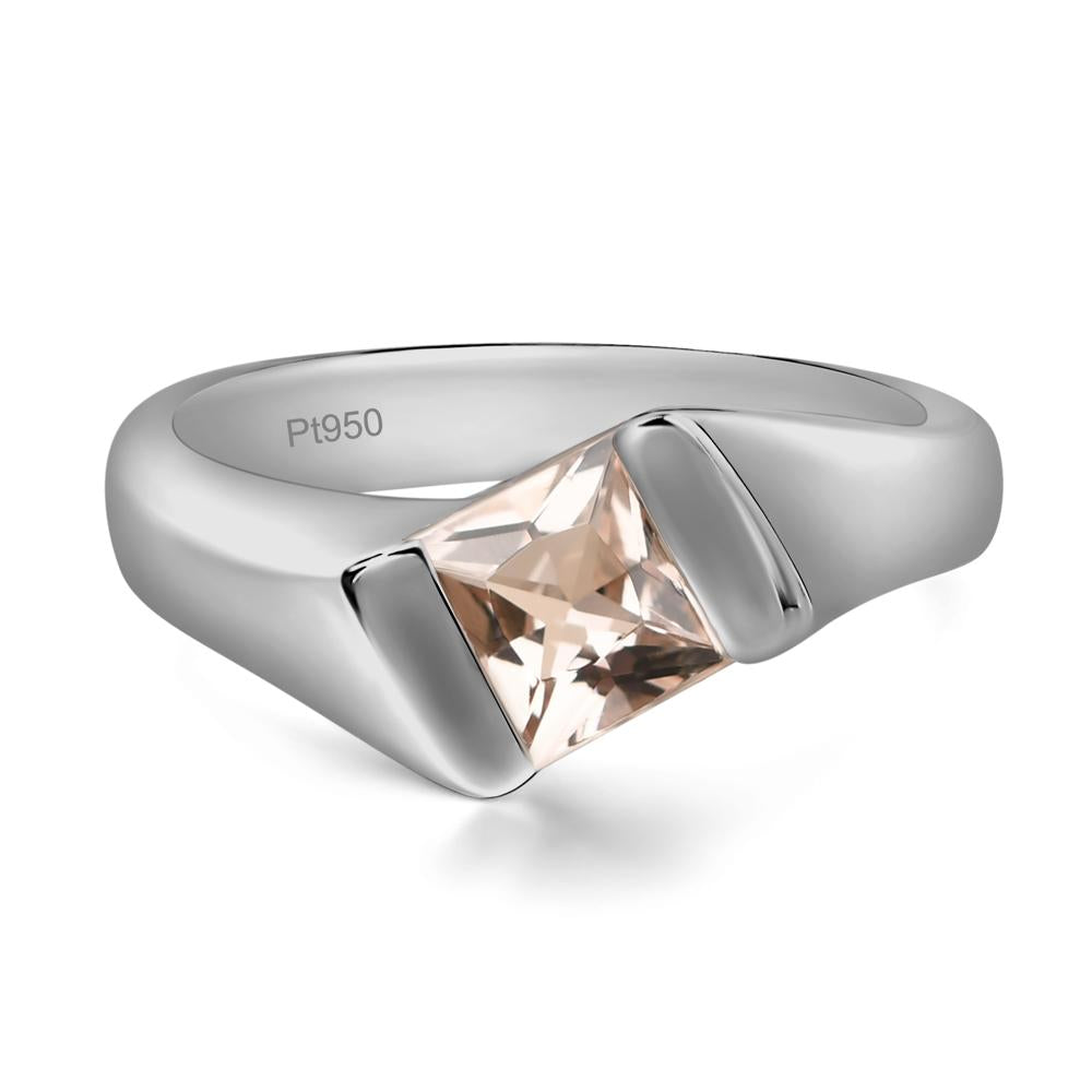 Simple Morganite Bypass Ring - LUO Jewelry #metal_platinum