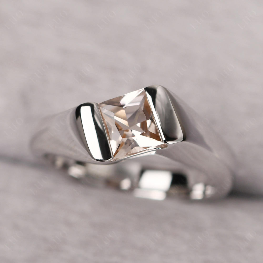 Mens Morganite Ring Sterling Silver - LUO Jewelry