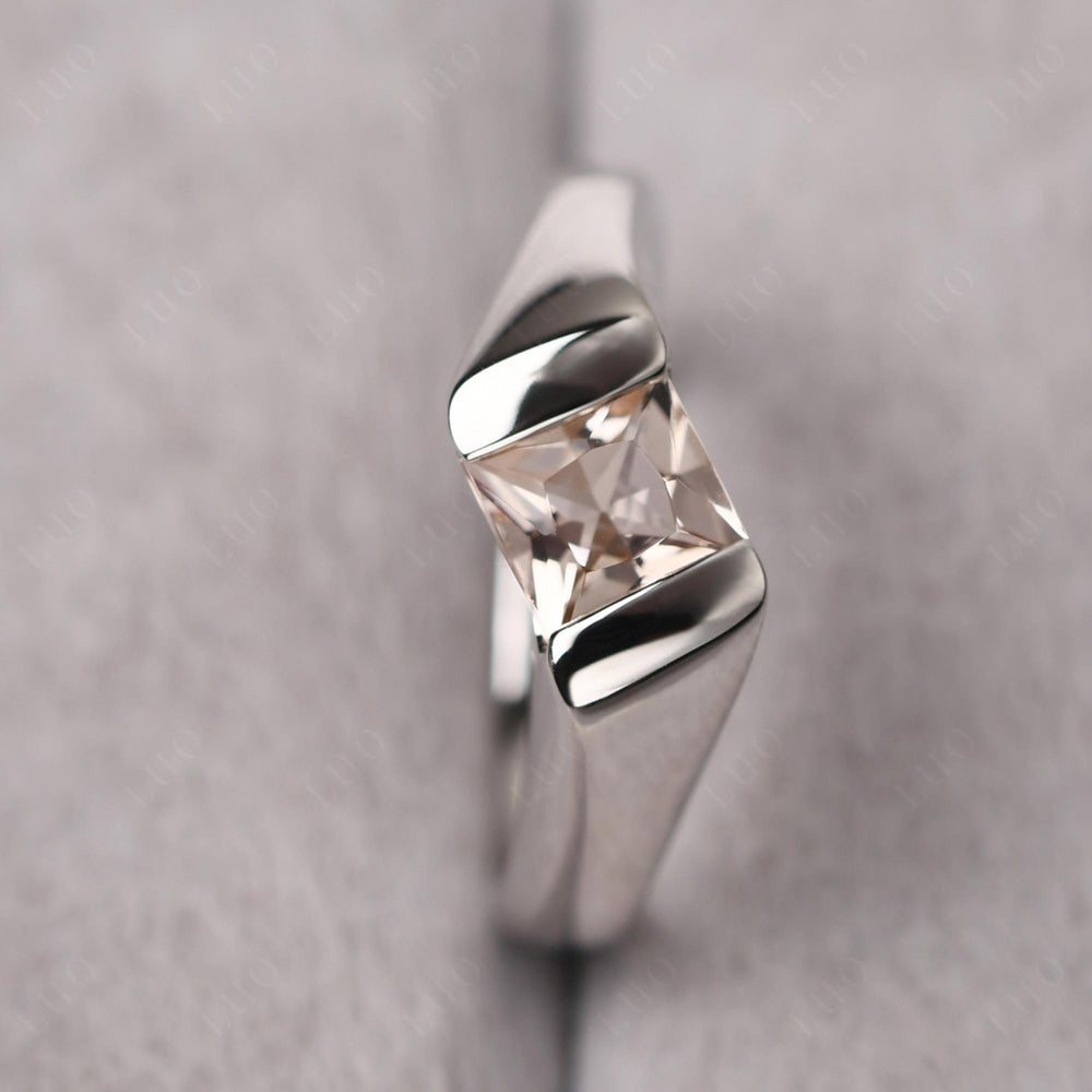 Mens Morganite Ring Sterling Silver - LUO Jewelry