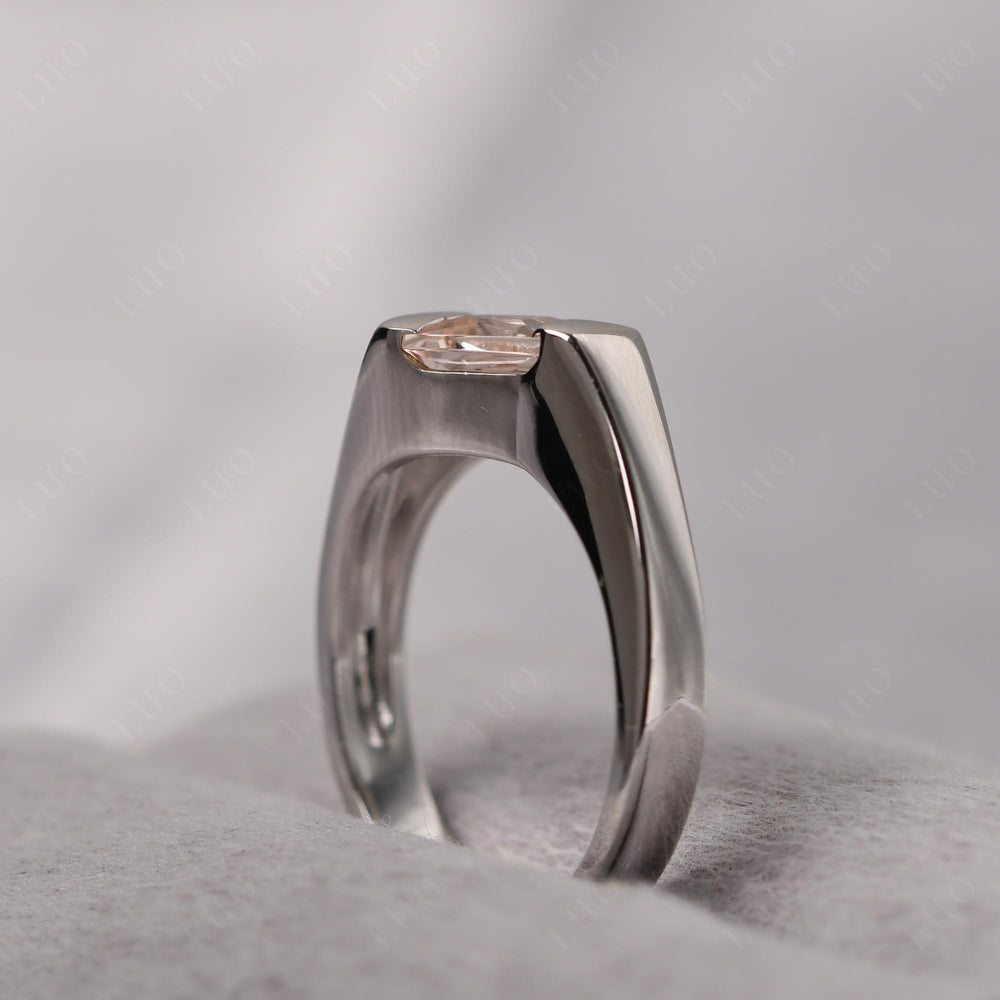 Mens Morganite Ring Sterling Silver - LUO Jewelry