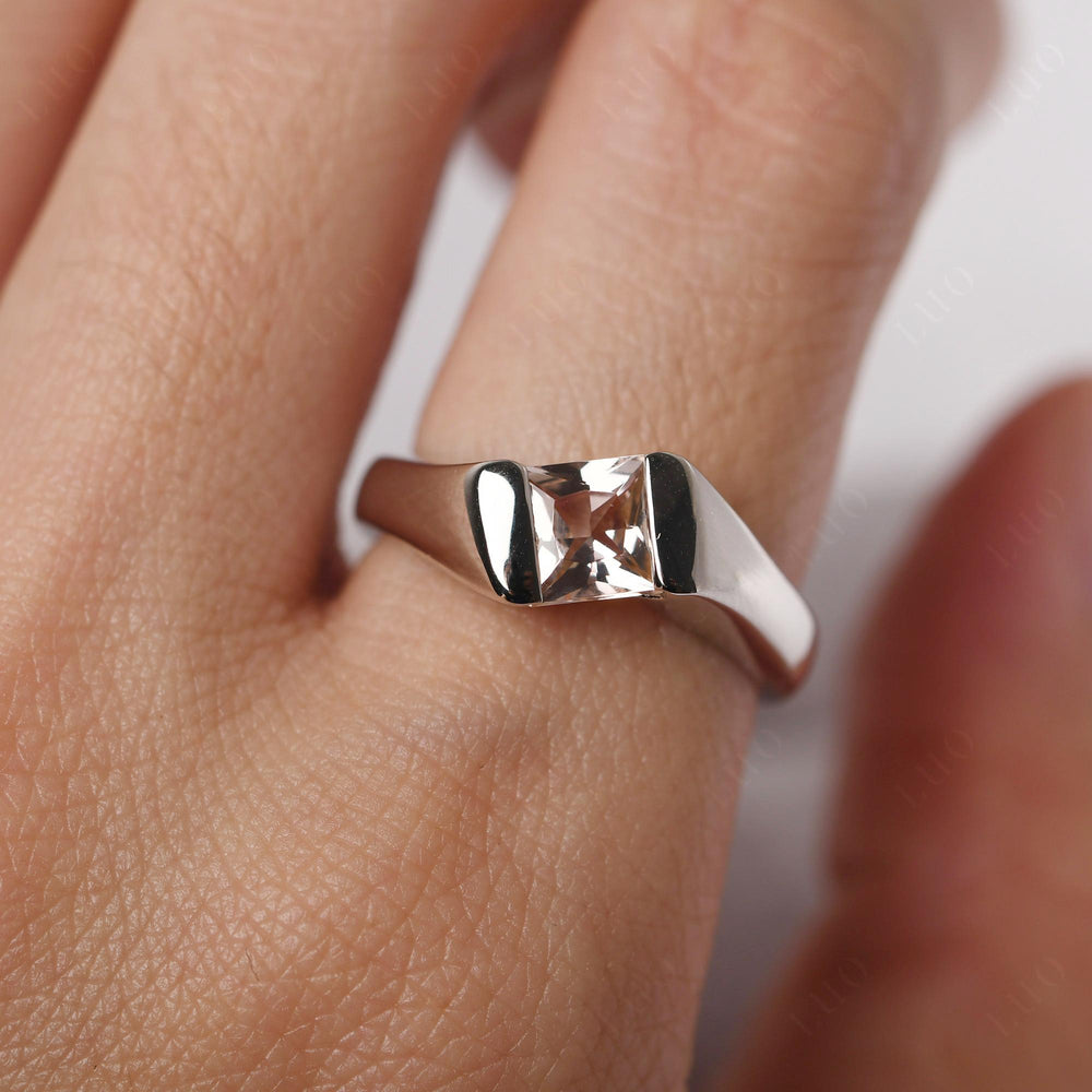 Mens Morganite Ring Sterling Silver - LUO Jewelry