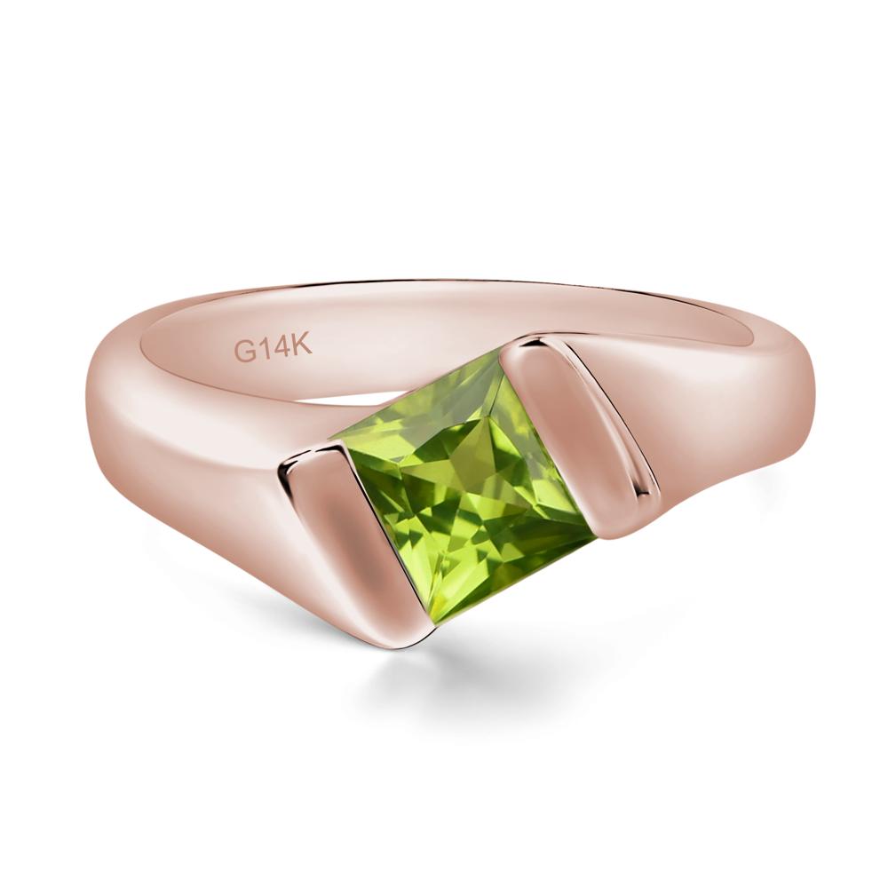 Simple Peridot Bypass Ring - LUO Jewelry #metal_14k rose gold