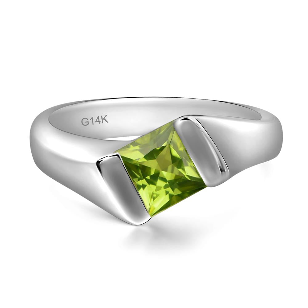 Simple Peridot Bypass Ring - LUO Jewelry #metal_14k white gold