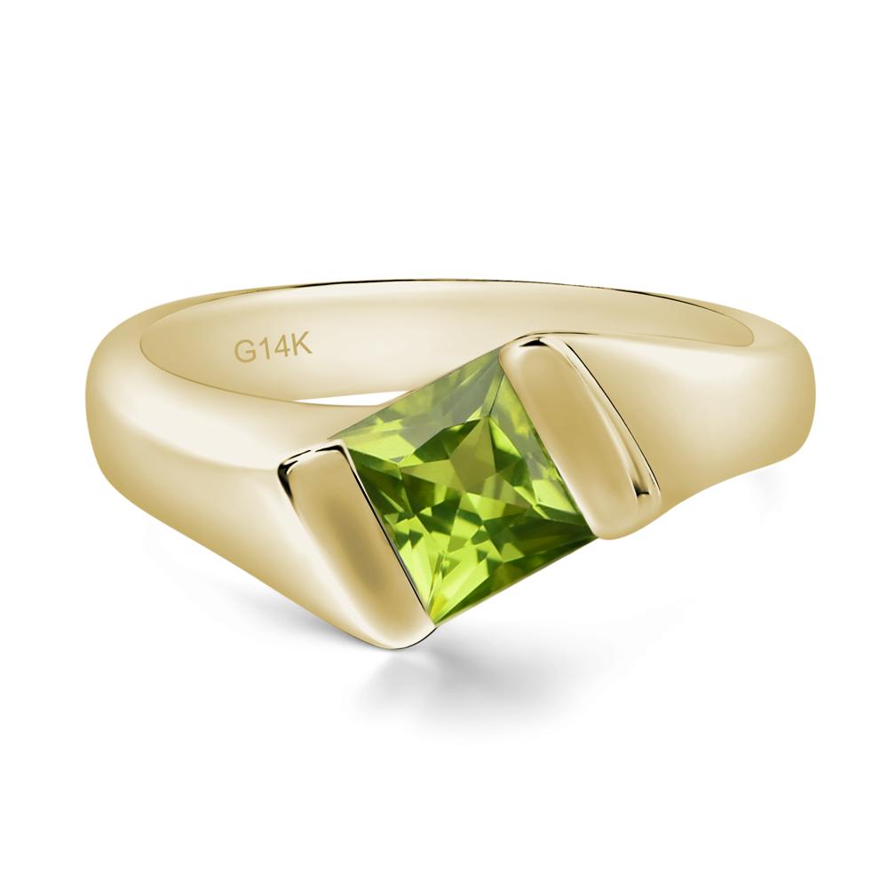Simple Peridot Bypass Ring - LUO Jewelry #metal_14k yellow gold