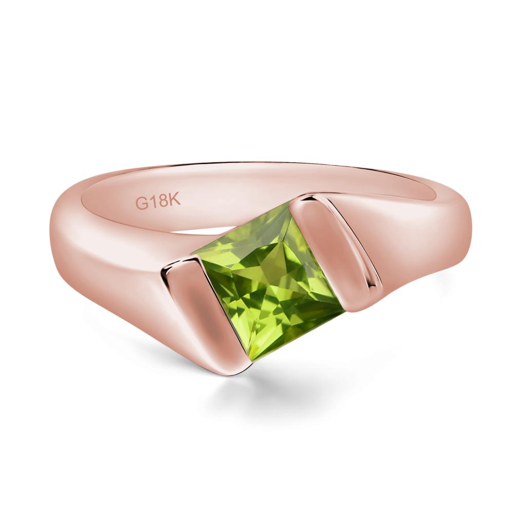Simple Peridot Bypass Ring - LUO Jewelry #metal_18k rose gold