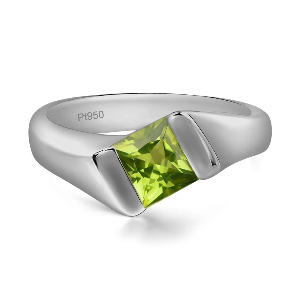 Simple Peridot Bypass Ring - LUO Jewelry #metal_platinum