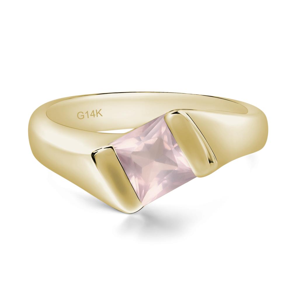 Simple Rose Quartz Bypass Ring - LUO Jewelry #metal_14k yellow gold