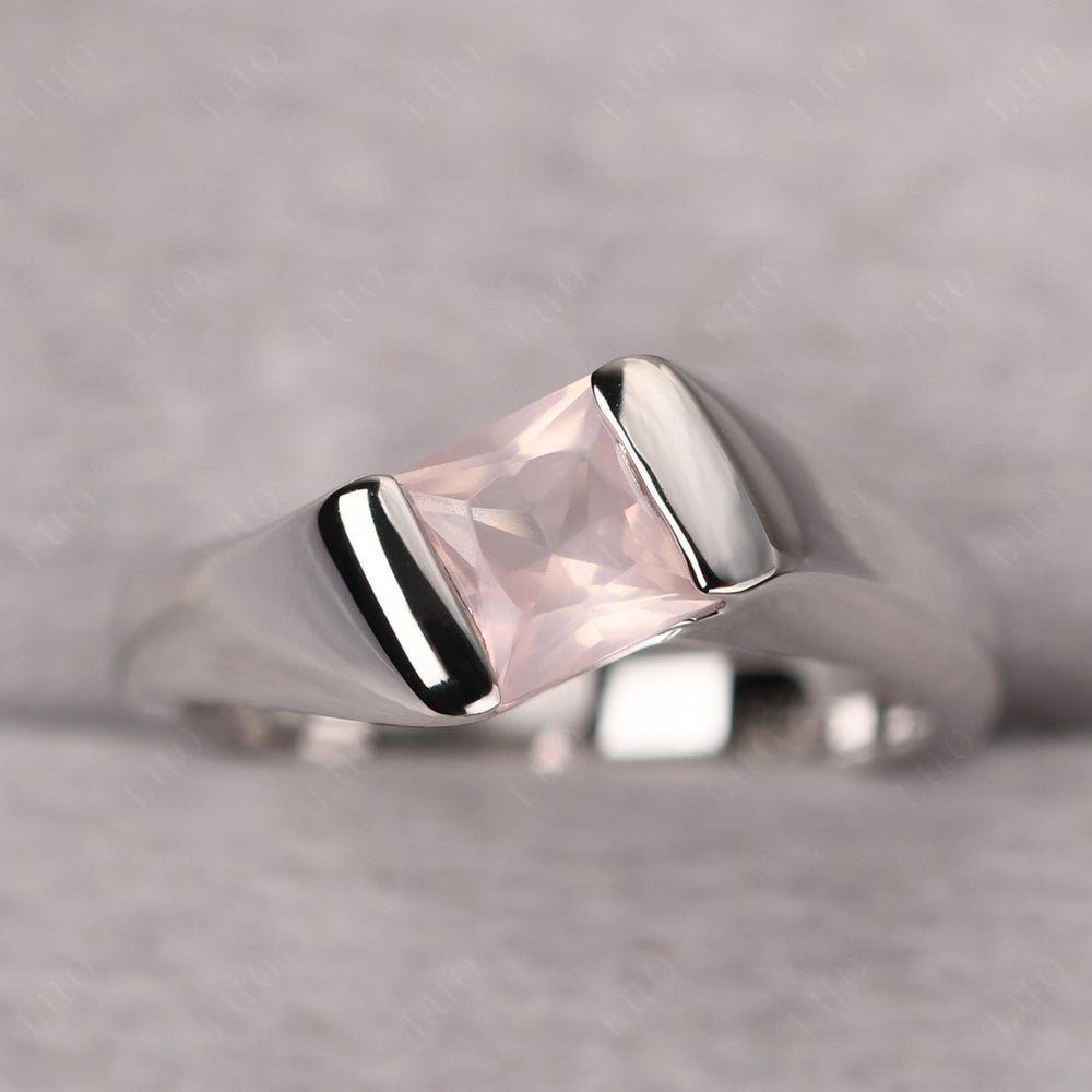 Mens Rose Quartz Ring Sterling Silver - LUO Jewelry