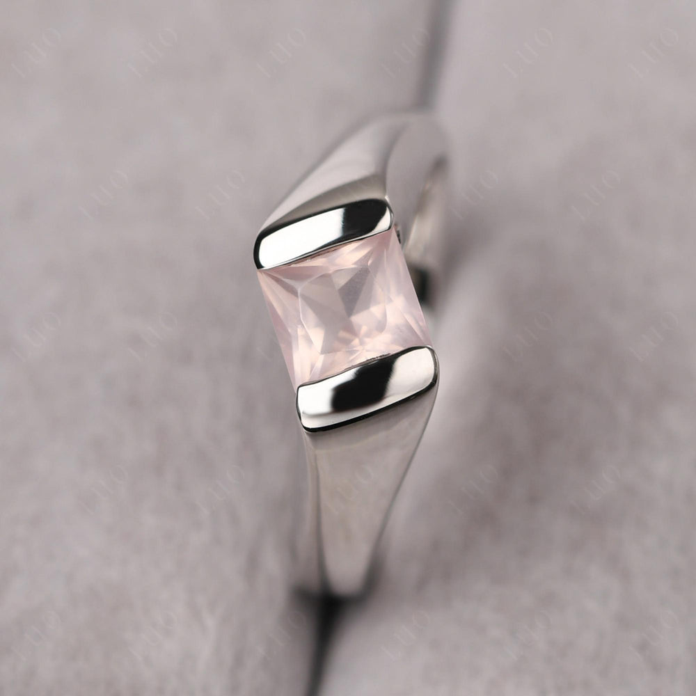 Mens Rose Quartz Ring Sterling Silver - LUO Jewelry