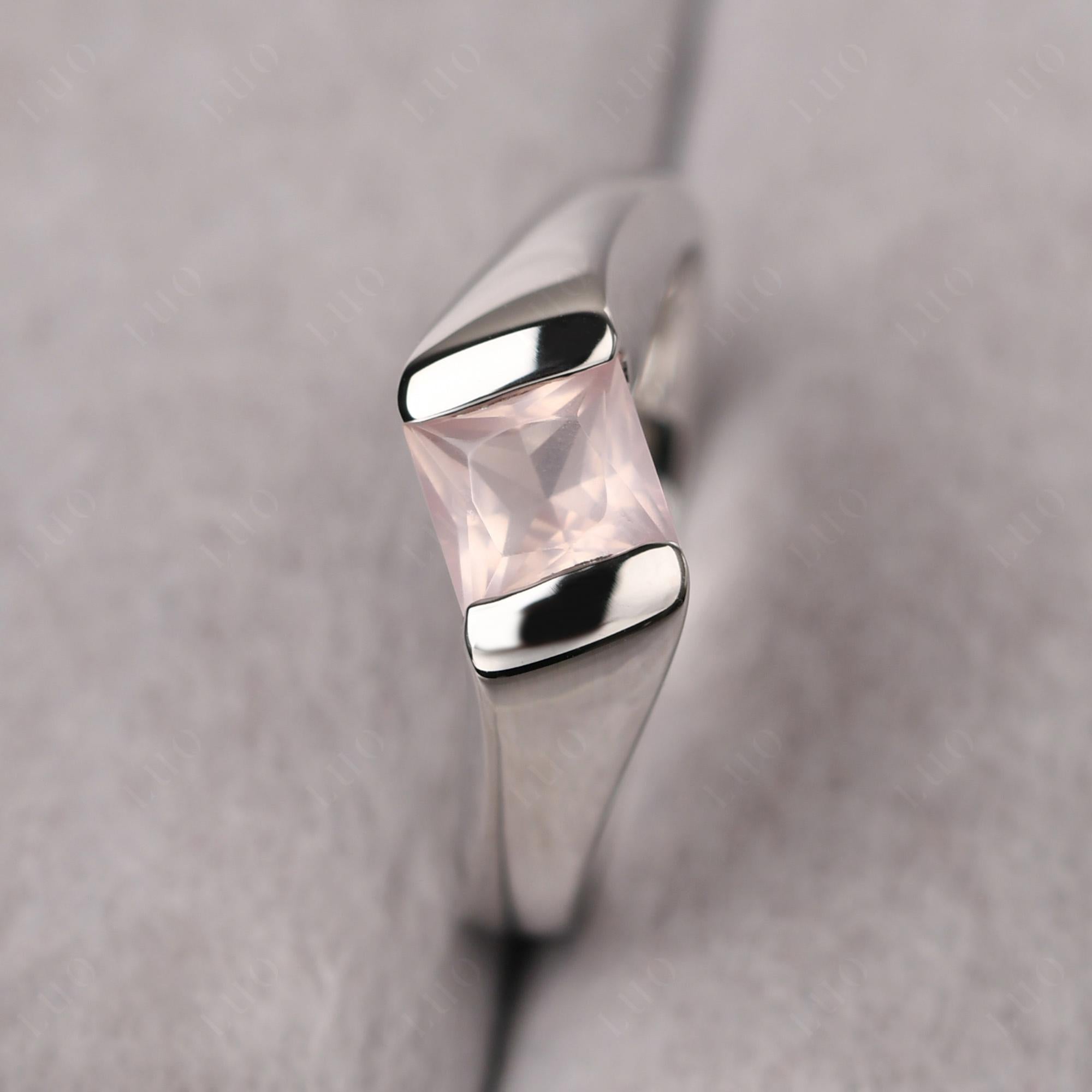 Simple Rose Quartz Bypass Ring - LUO Jewelry