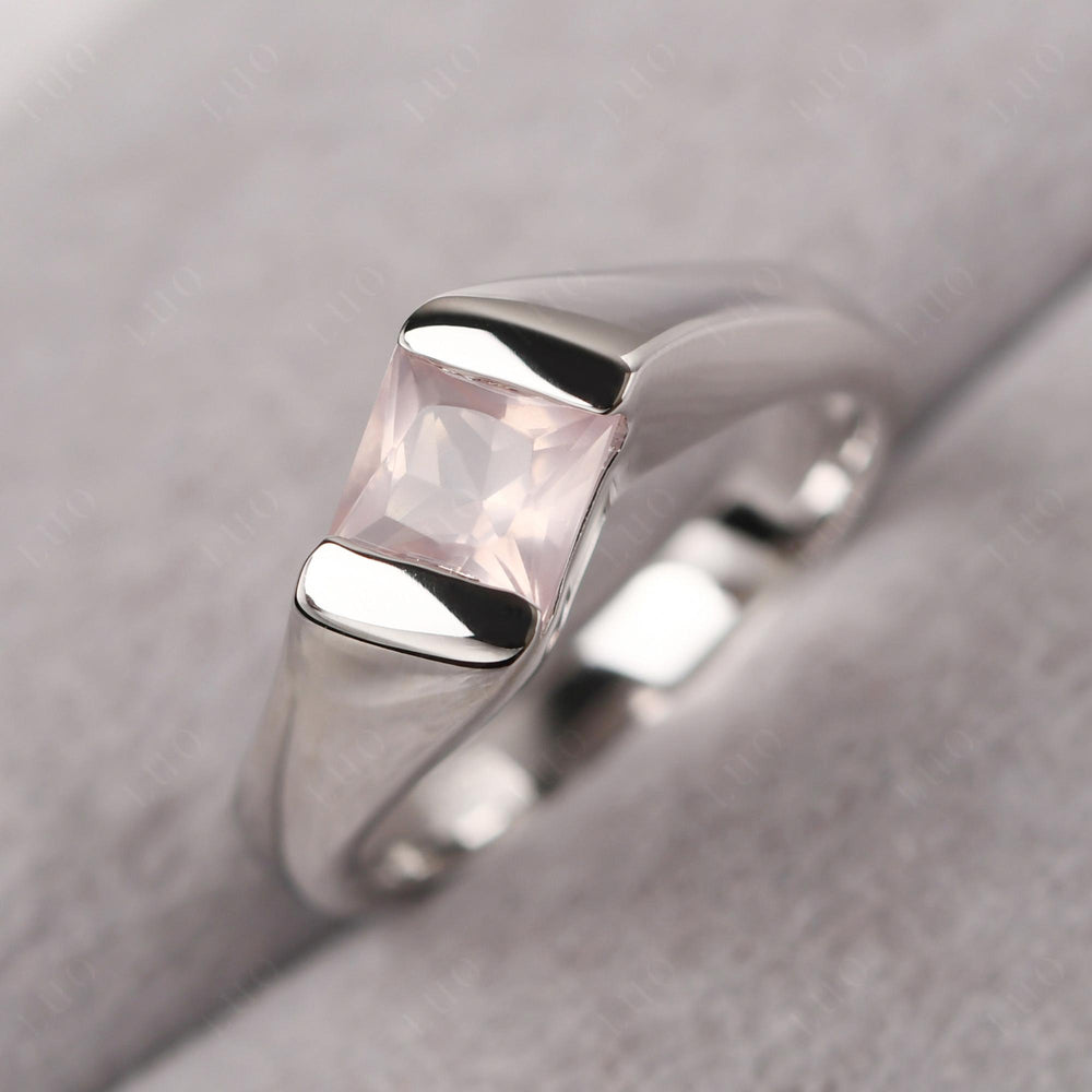 Mens Rose Quartz Ring Sterling Silver - LUO Jewelry