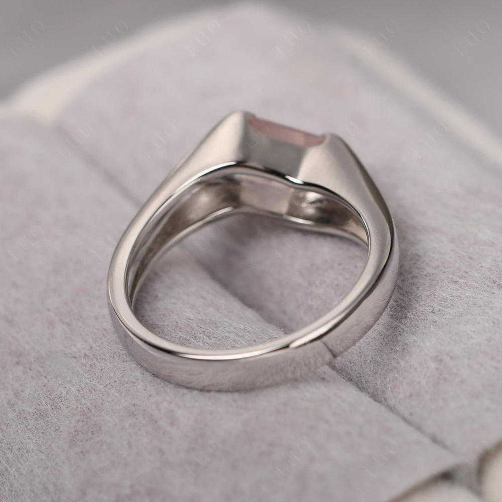 Mens Rose Quartz Ring Sterling Silver - LUO Jewelry