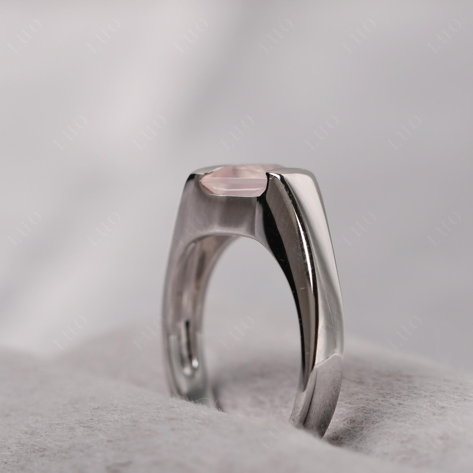 Simple Rose Quartz Bypass Ring - LUO Jewelry