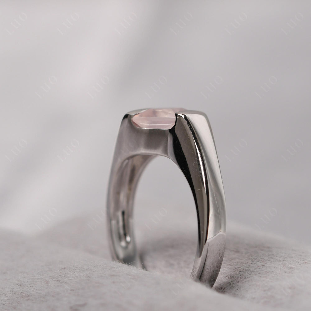 Rose Quartz Gemstone Ring Silver Signet Ring Men Man Ring 