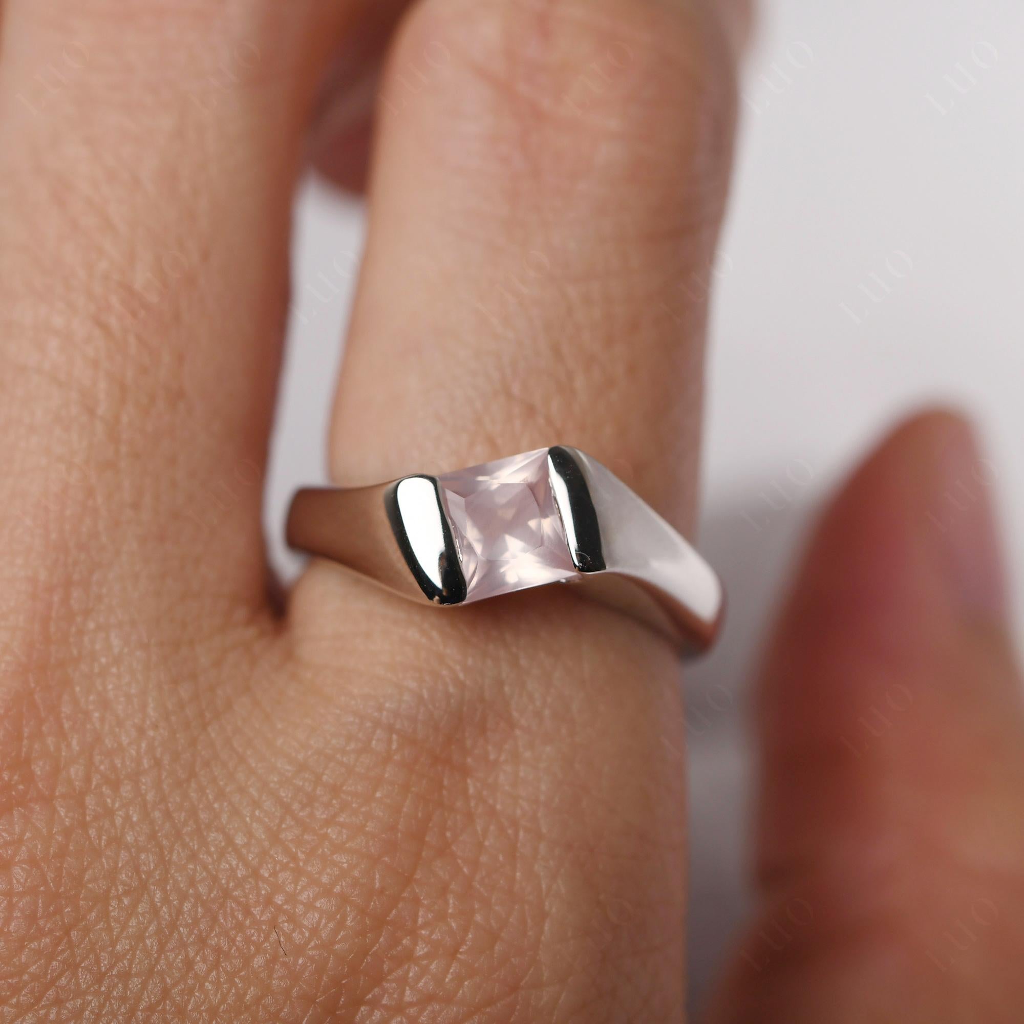 Simple Rose Quartz Bypass Ring - LUO Jewelry