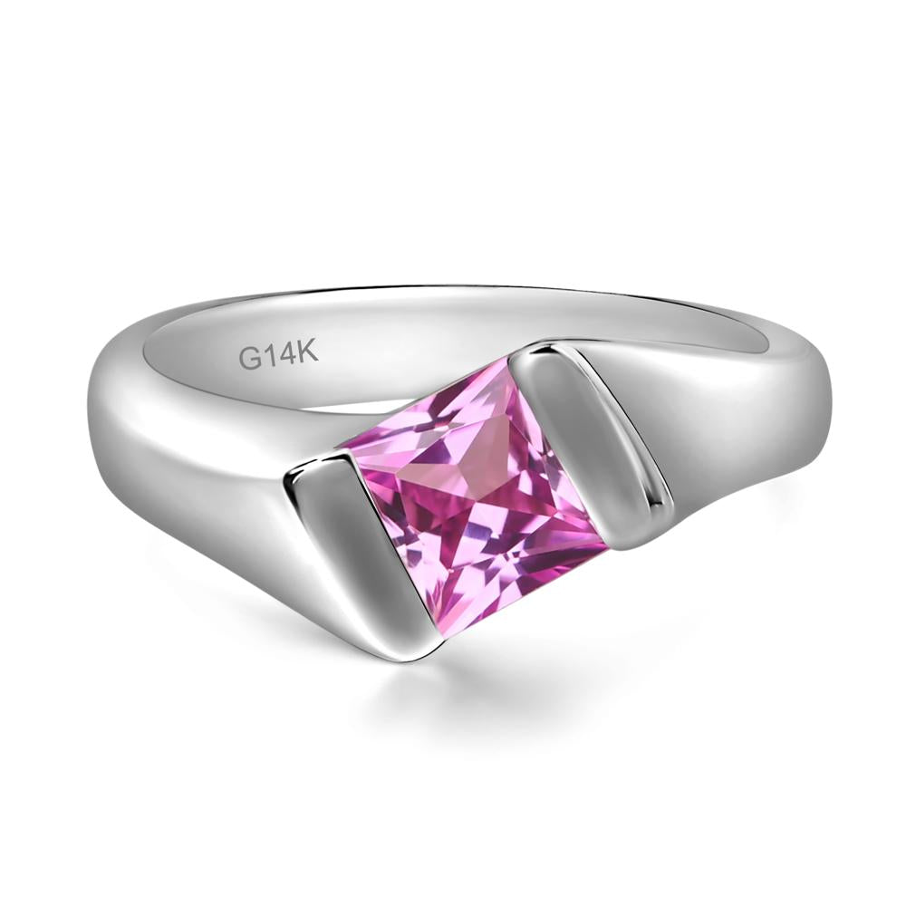 Simple Pink Sapphire Bypass Ring - LUO Jewelry #metal_14k white gold