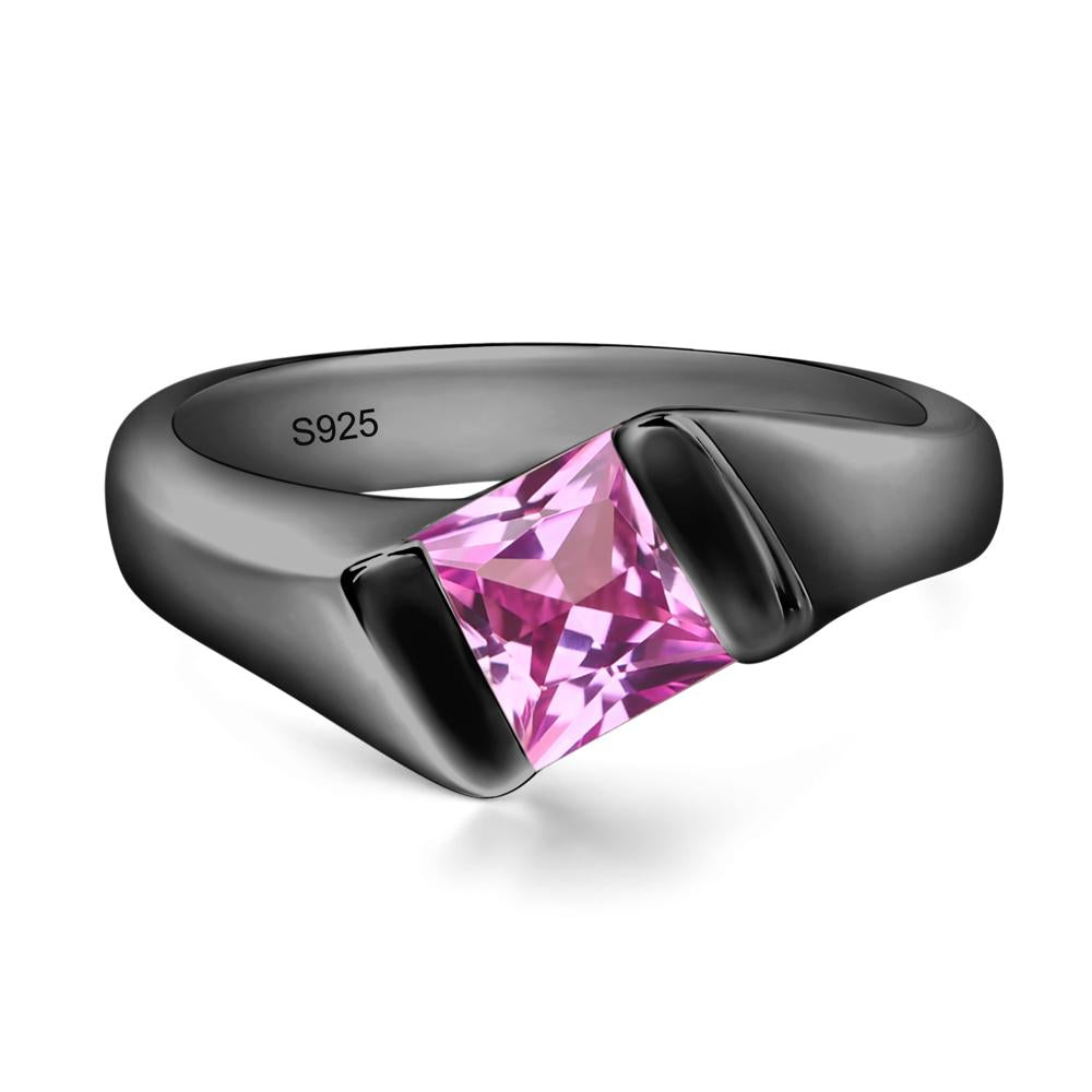 Simple Pink Sapphire Bypass Ring - LUO Jewelry #metal_black finish sterling silver
