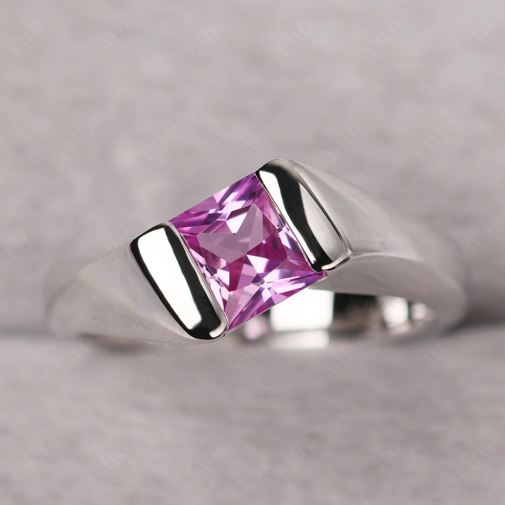 Mens Pink Sapphire Ring Sterling Silver - LUO Jewelry
